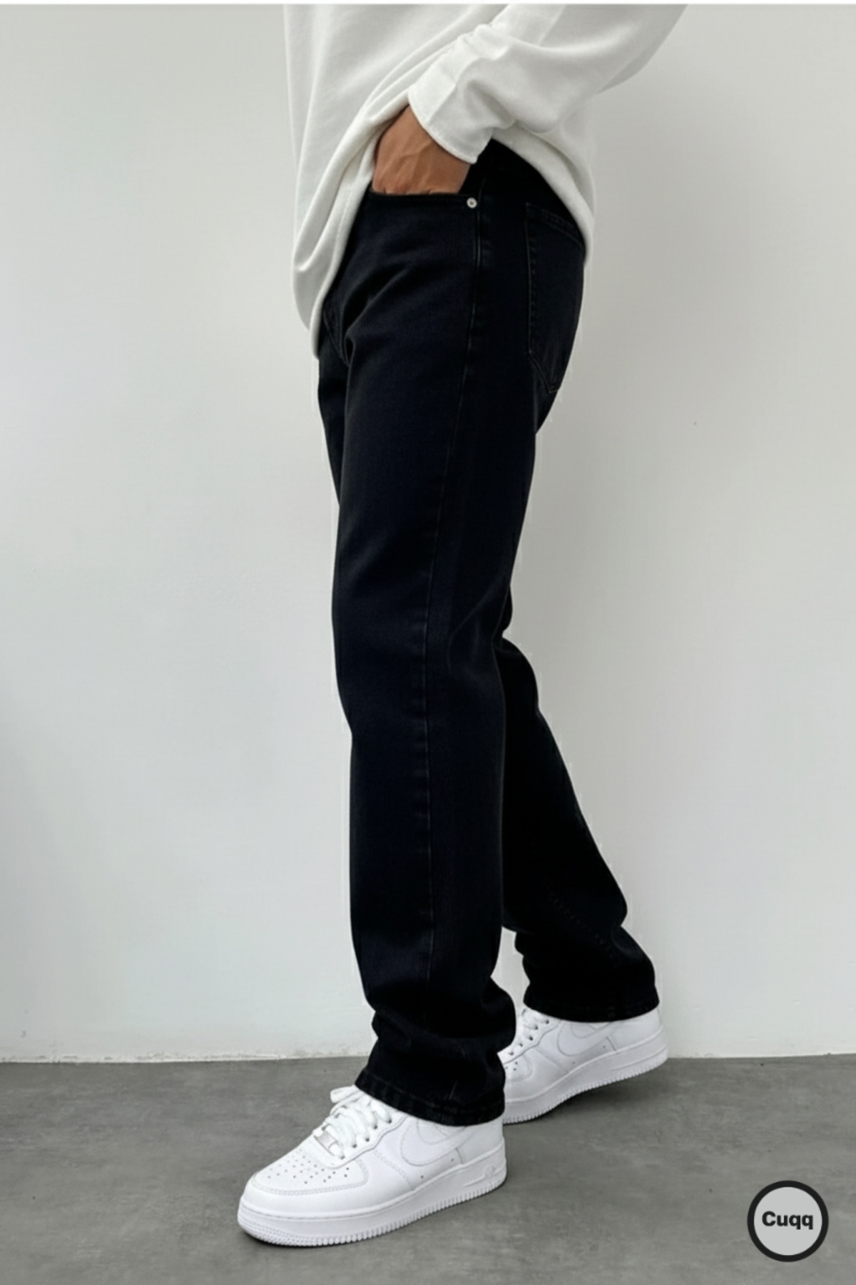 Erkek Siyah Asit Yıkamalı Baggy Jean | Bol Paça Loose Fit Rahat Kesim Günlük Kot Pantolon