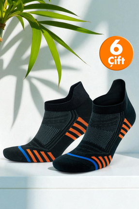 Go With 6'lı Bambu Siyah Desenli Dikişsiz Nefes Alabilir Kutulu Kısa Spor Koş...