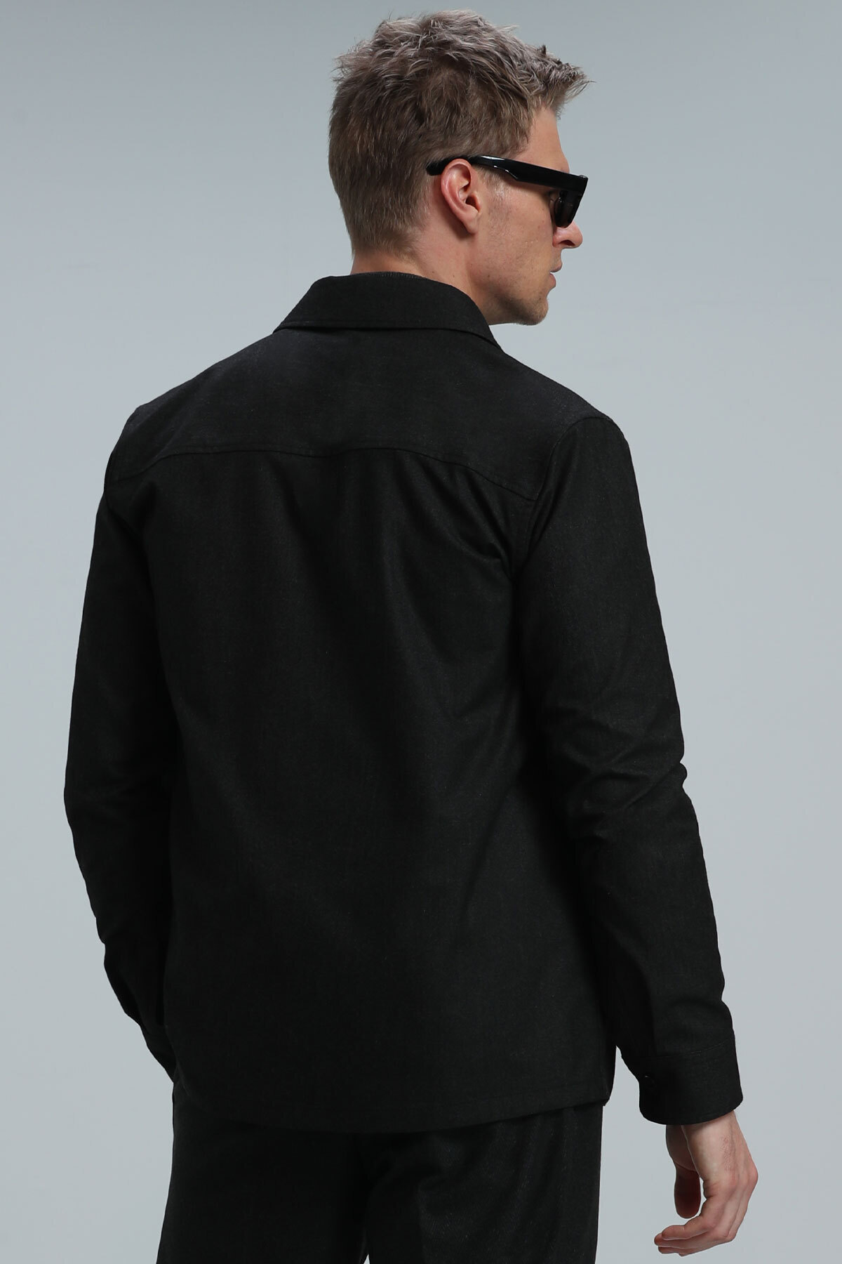 Lufian-Ποτέ ανδρικό πουκάμισο Basic Normal Fit Anthracite 6