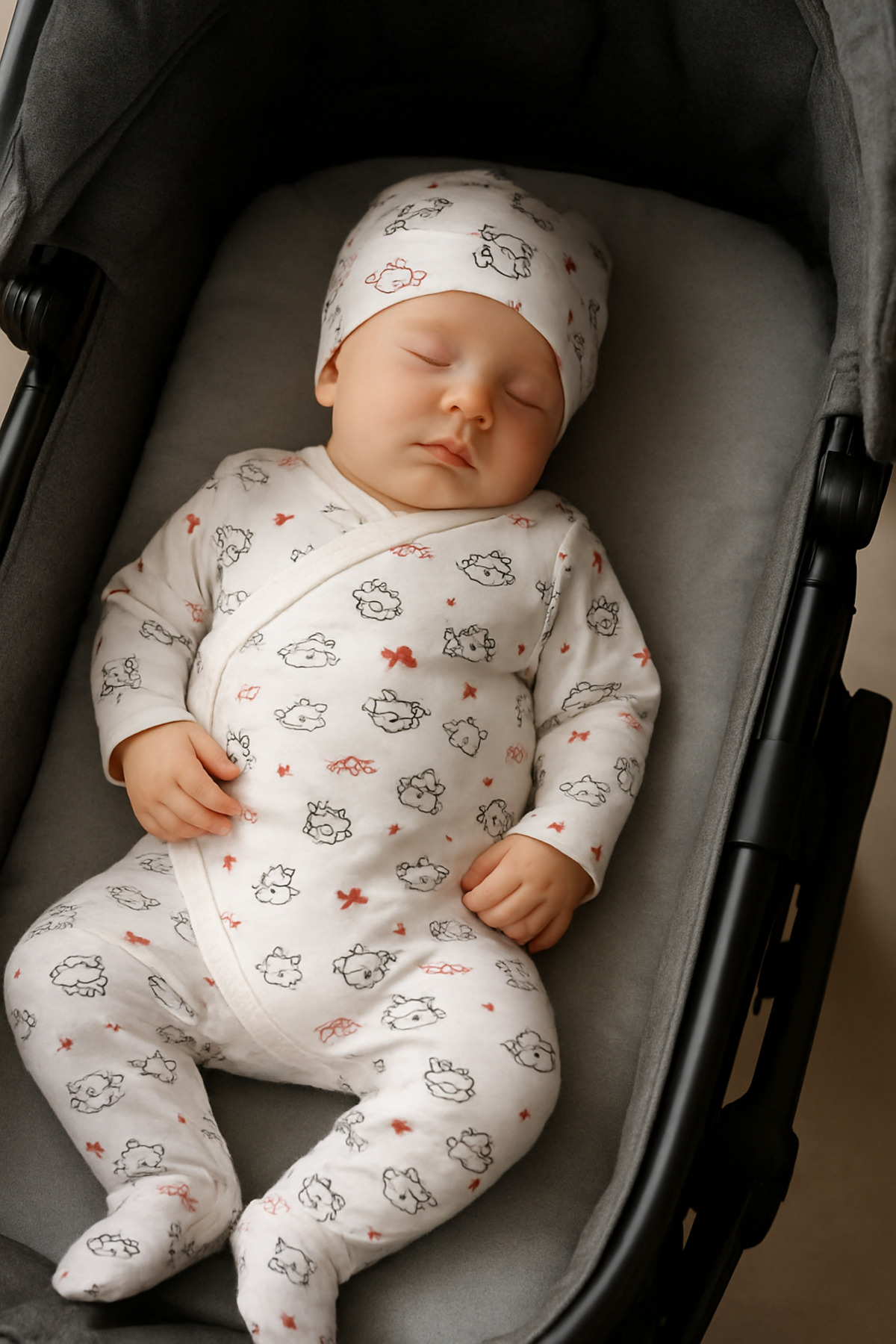 anne dokunuşu gibi KUZUM BEBE Beyaz Kruvaze Yıldızlı Ayıcıklı Çıtçıtlı 2’li Organik Pamuk Kız Erkek Bebek Hastane Çıkışı fotoğrafı 4 (önizleme)