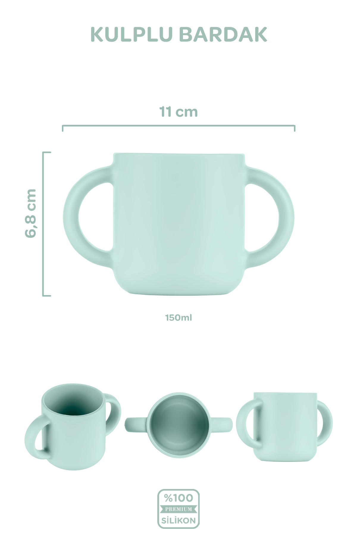 Moki Kulplu Silikon Bardak Spring Yeşil fotoğrafı 2 (önizleme)