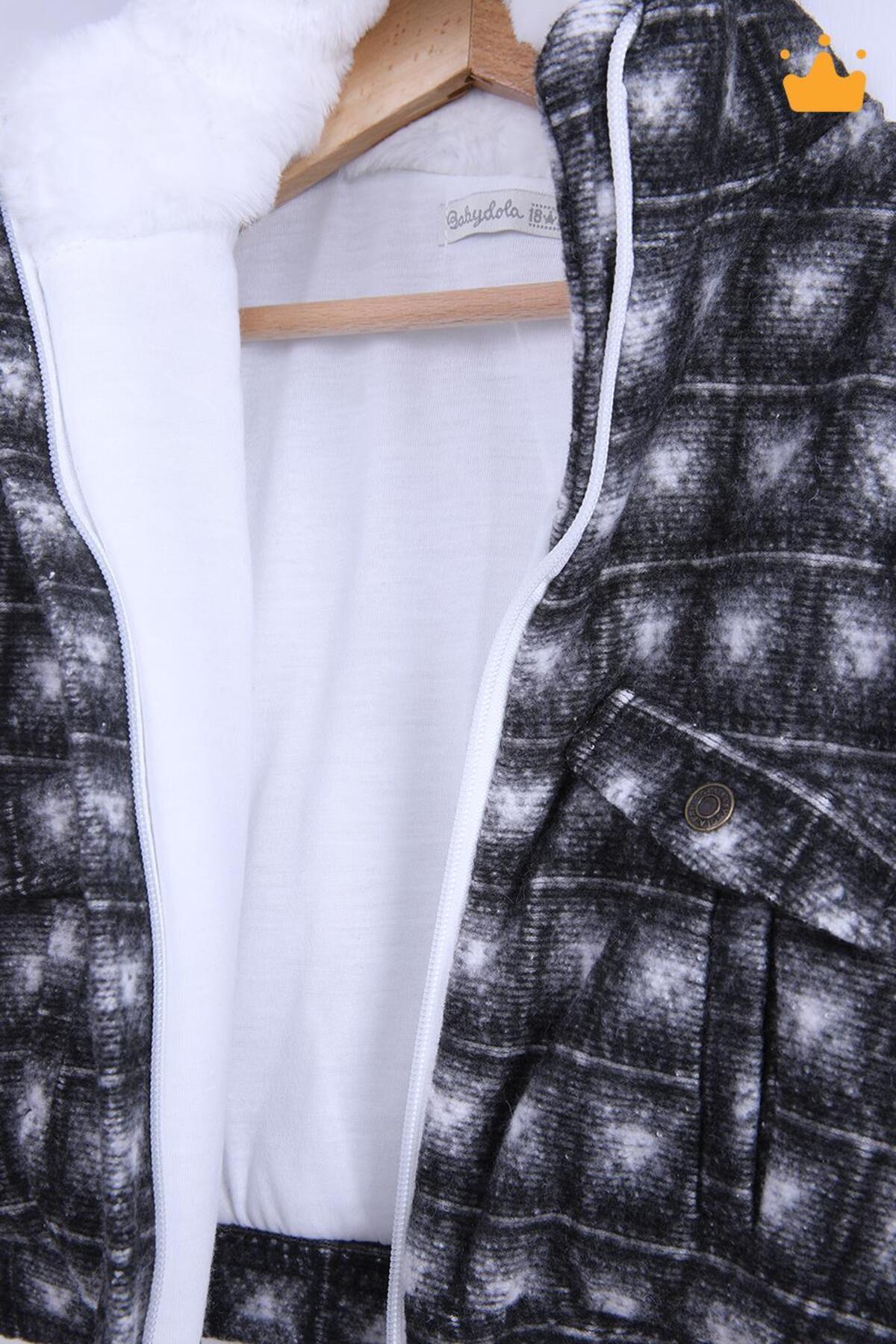 Babyhola 1.5 Tog Kapşonlu Pamuk Astar Bebek Çocuk Polar Kaban 12571 fotoğrafı 7 (önizleme)