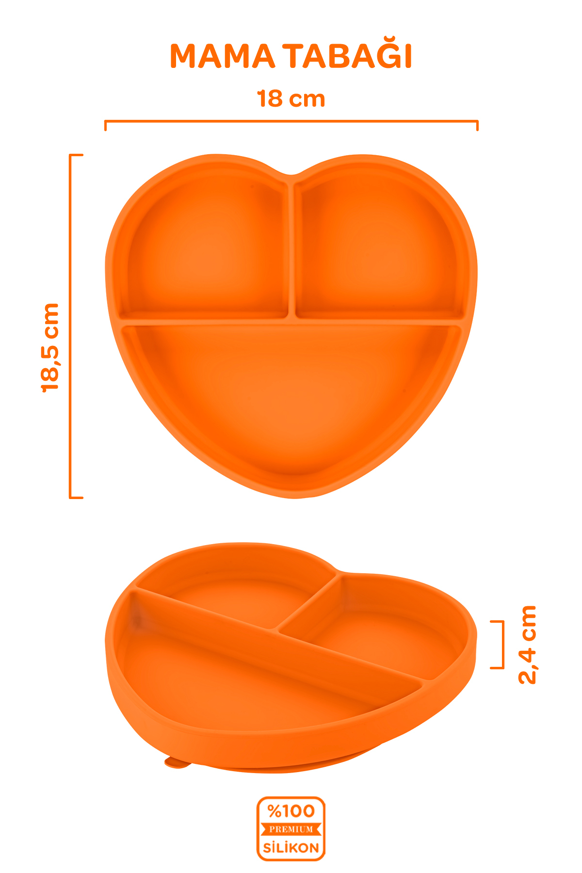 Moki Vakumlu Silikon Mama Tabağı Sunset Turuncu fotoğrafı 2 (önizleme)