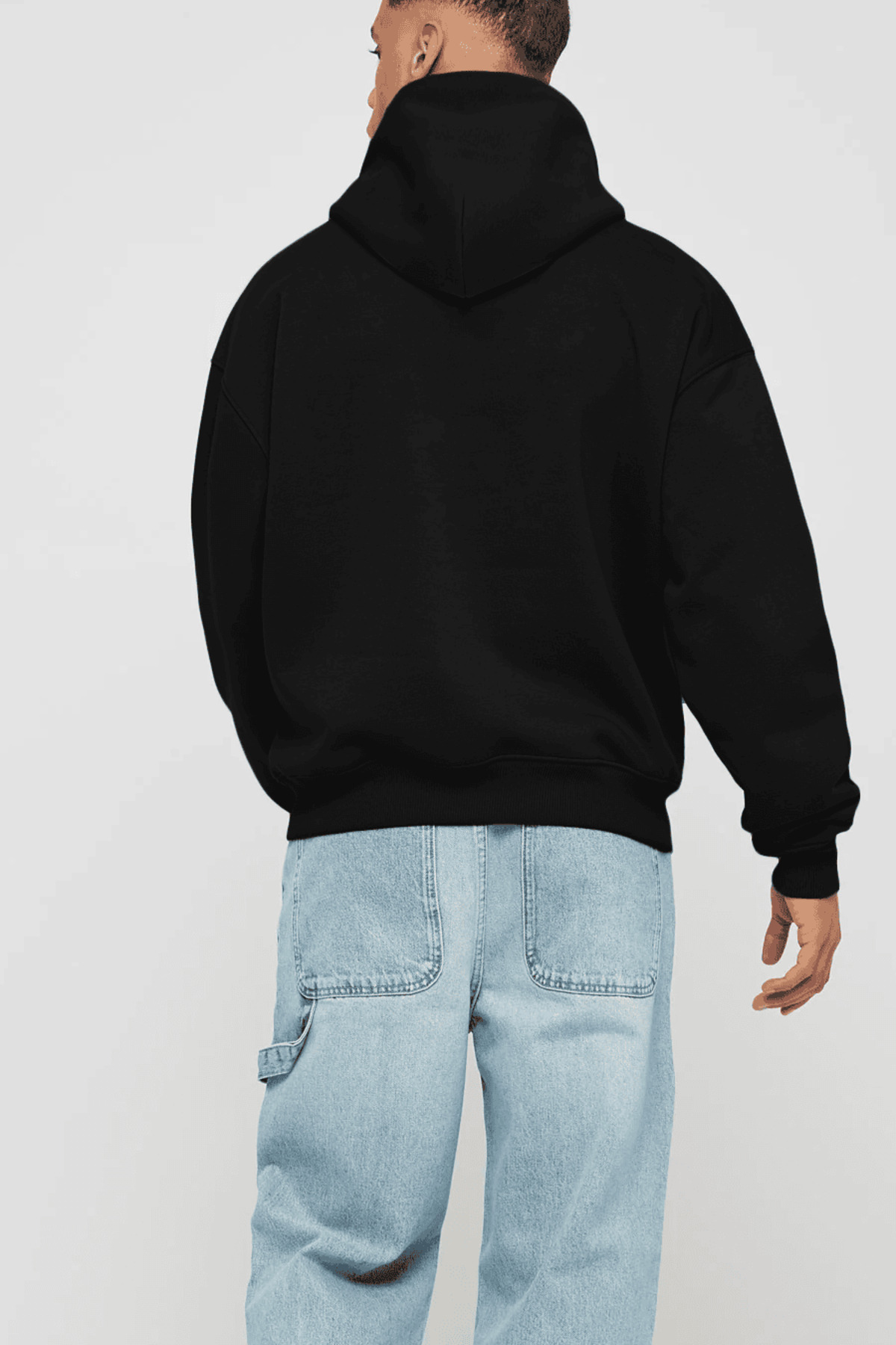 Cilexi Siyah Relaxed Oversize Kapüşonlu Sweatshirt Erkek Kadın Hoodie Baskısız görsel 3