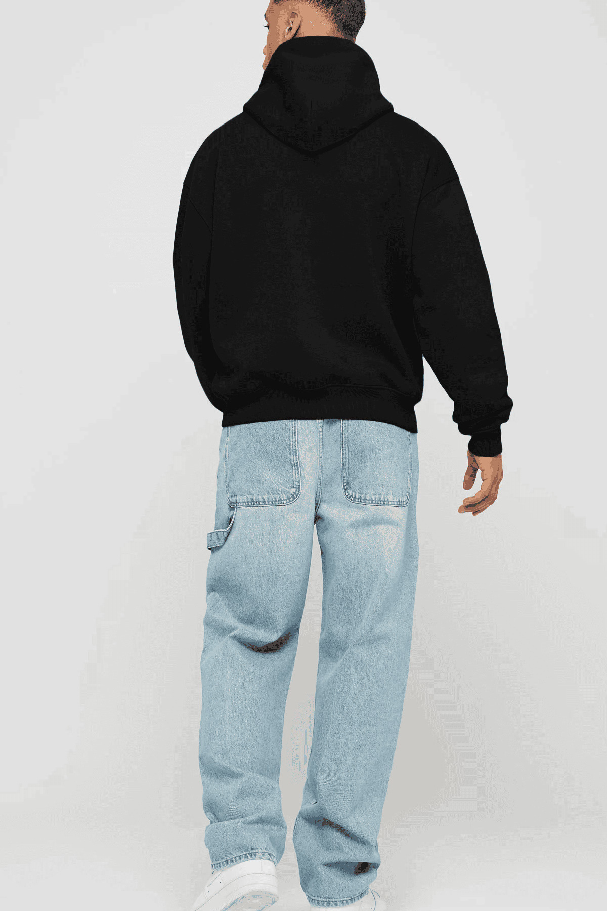 Cilexi Siyah Relaxed Oversize Kapüşonlu Sweatshirt Erkek Kadın Hoodie Baskısız görsel 4