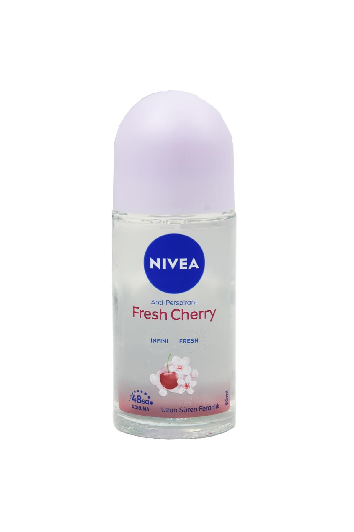 نیوا دئودورانت زنانه Roll-on Fresh Cherry 50ml، طراوت تمام روز، رایحه گیلاس، محافظت 48 ساعته از تعریق