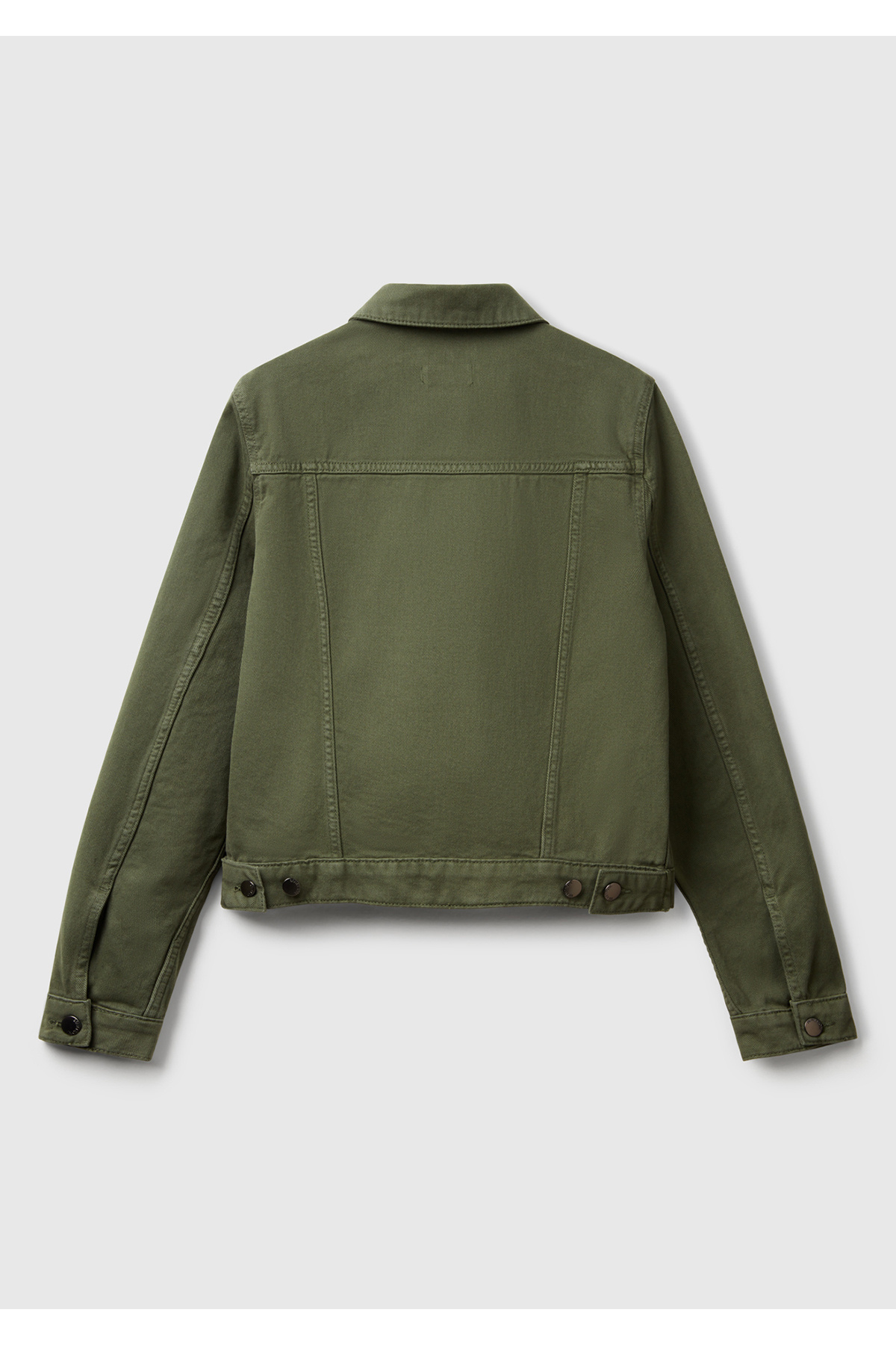 United Colors of Benetton  Kadın Soluk Yeşil %100 Pamuk Yanları Cepli Straight Fit Denim Ceket - Görsel 4