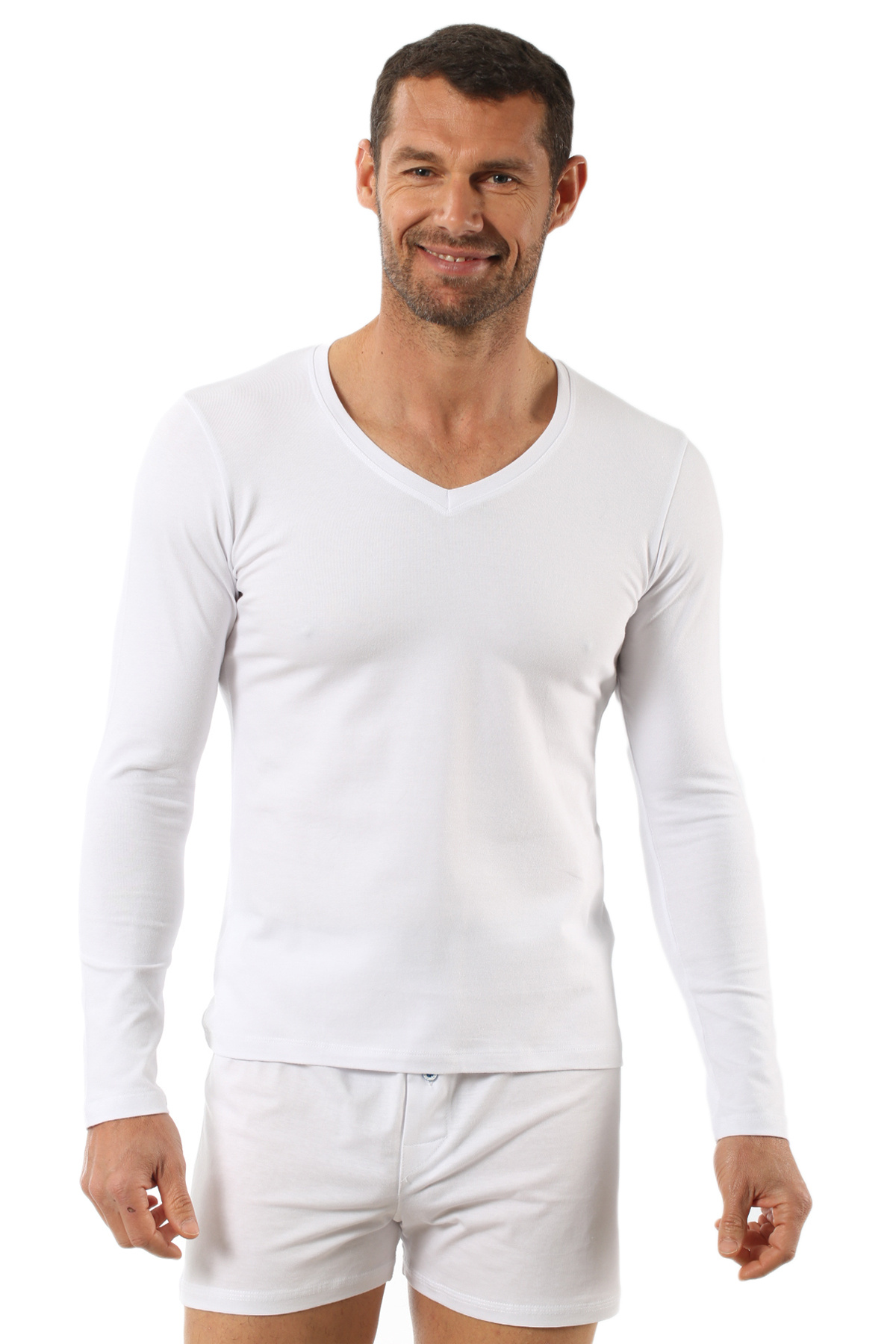 Özkan 0274 Men's 95% Cotton Combed Cotton Lycra Single Jersey V-Neck Long Sleeve T-Shirt Undershirt