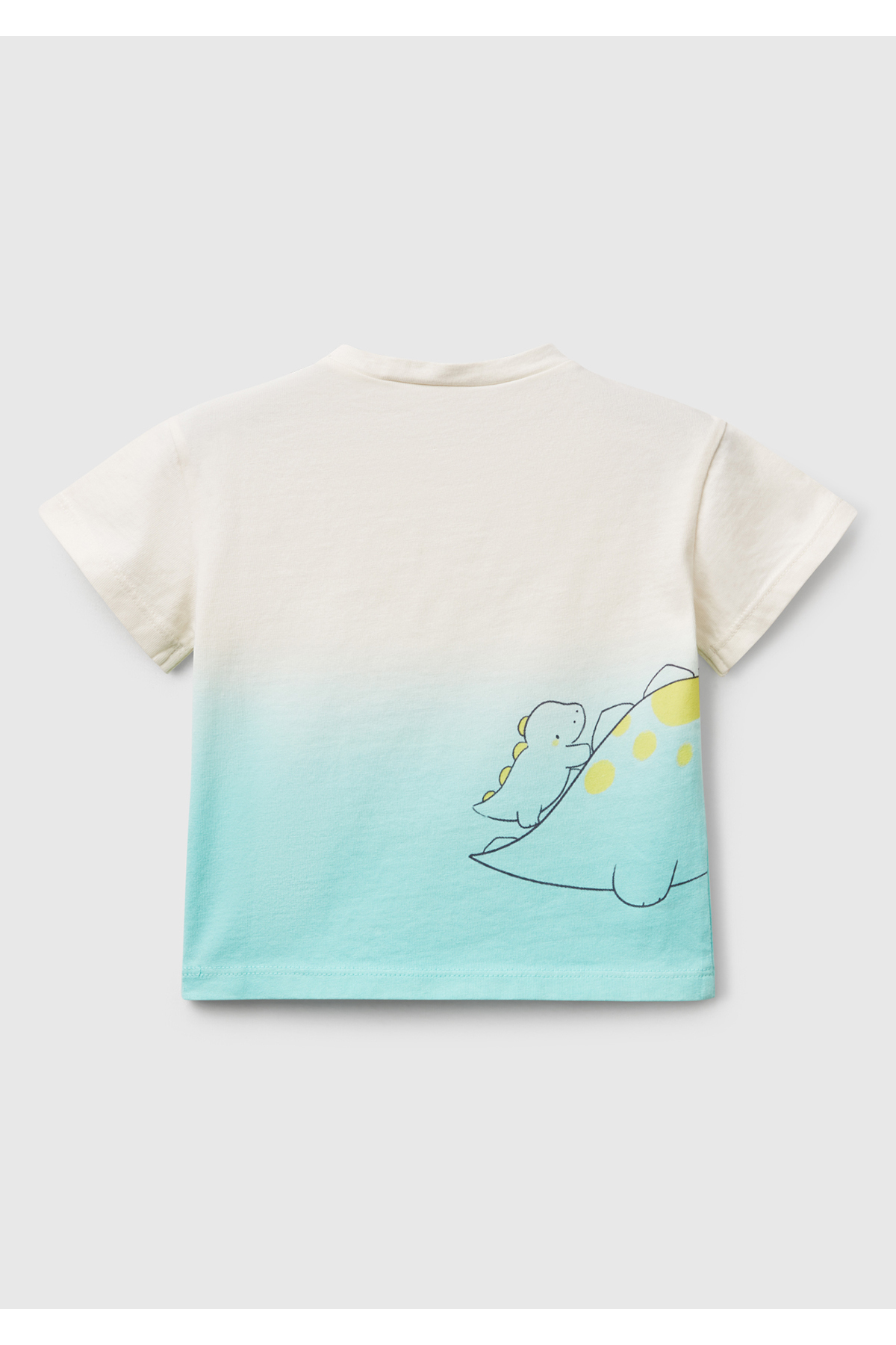United Colors of Benetton Bebek Turkuaz Renk Geçişli Boya Baskılı Bisiklet Yaka T-Shirt fotoğrafı 2 (önizleme)
