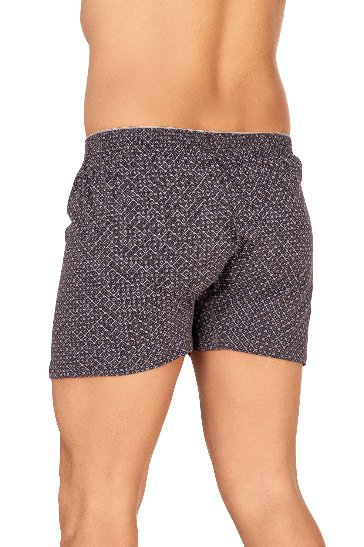 ÖZKAN underwear Özkan 11112 5'li Paket Erkek %100 Pamuklu Havlu Bel Esnek Yumuşak Düğmeli Desenli Penye Boxer Şort K görsel 2