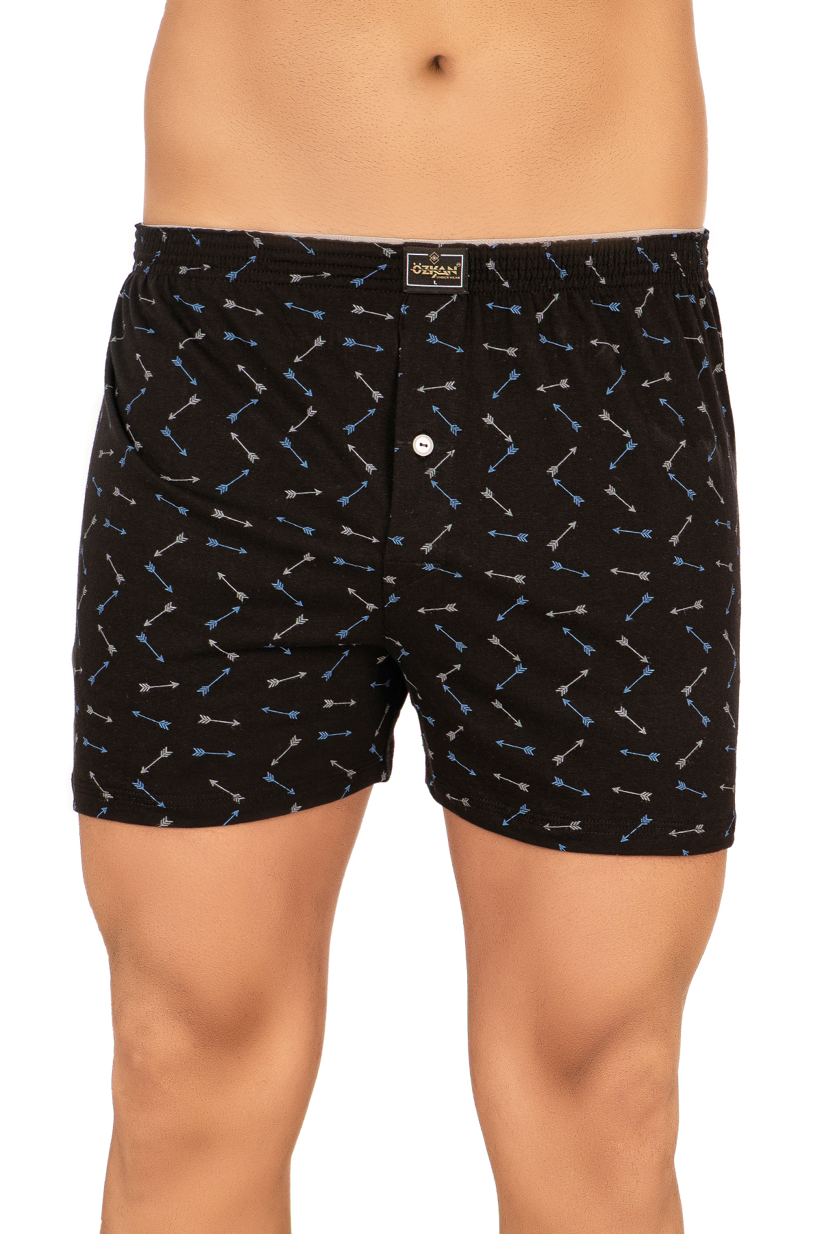 ÖZKAN underwear Özkan 11112 5'li Paket Erkek %100 Pamuklu Havlu Bel Esnek Yumuşak Düğmeli Desenli Penye Boxer Şort K görsel 6