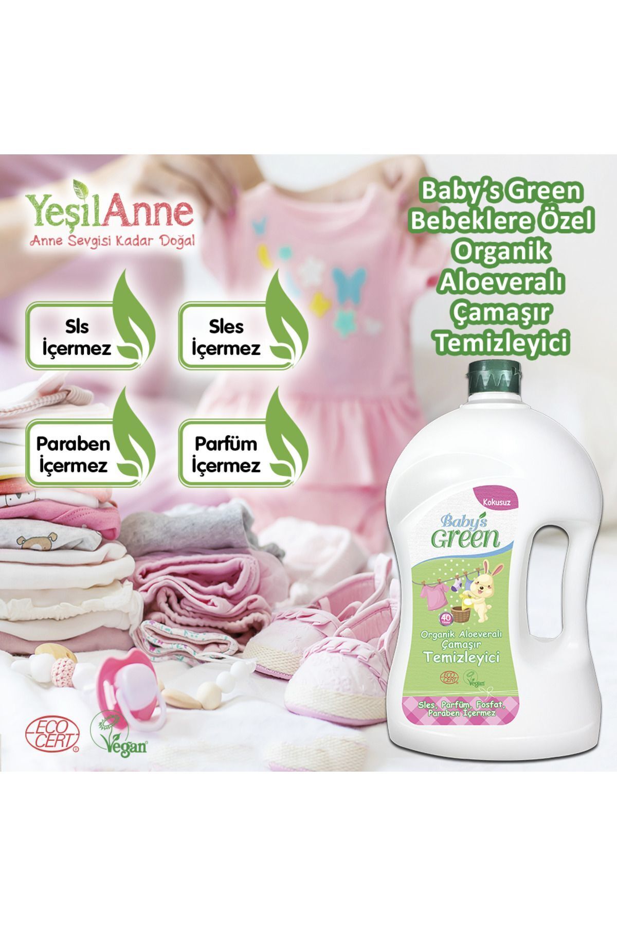 Baby's Green 2 Li Set Organik Bebek Çamaşır Deterjanı 1500 ml Ve Kids Çocuk Şampuanı 400 ml fotoğrafı 2 (önizleme)