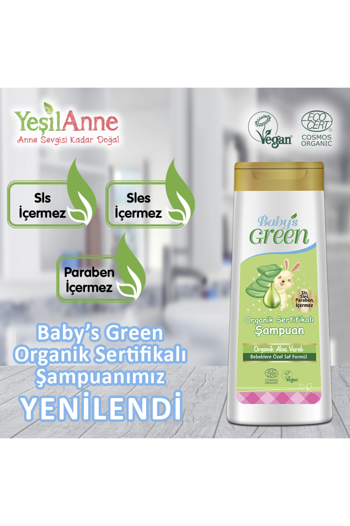 Baby's Green Yenidoğan Organik Bebek Saç ve Vücut Nemlendiricili Şampuan - 400 ml fotoğrafı 5 (önizleme)
