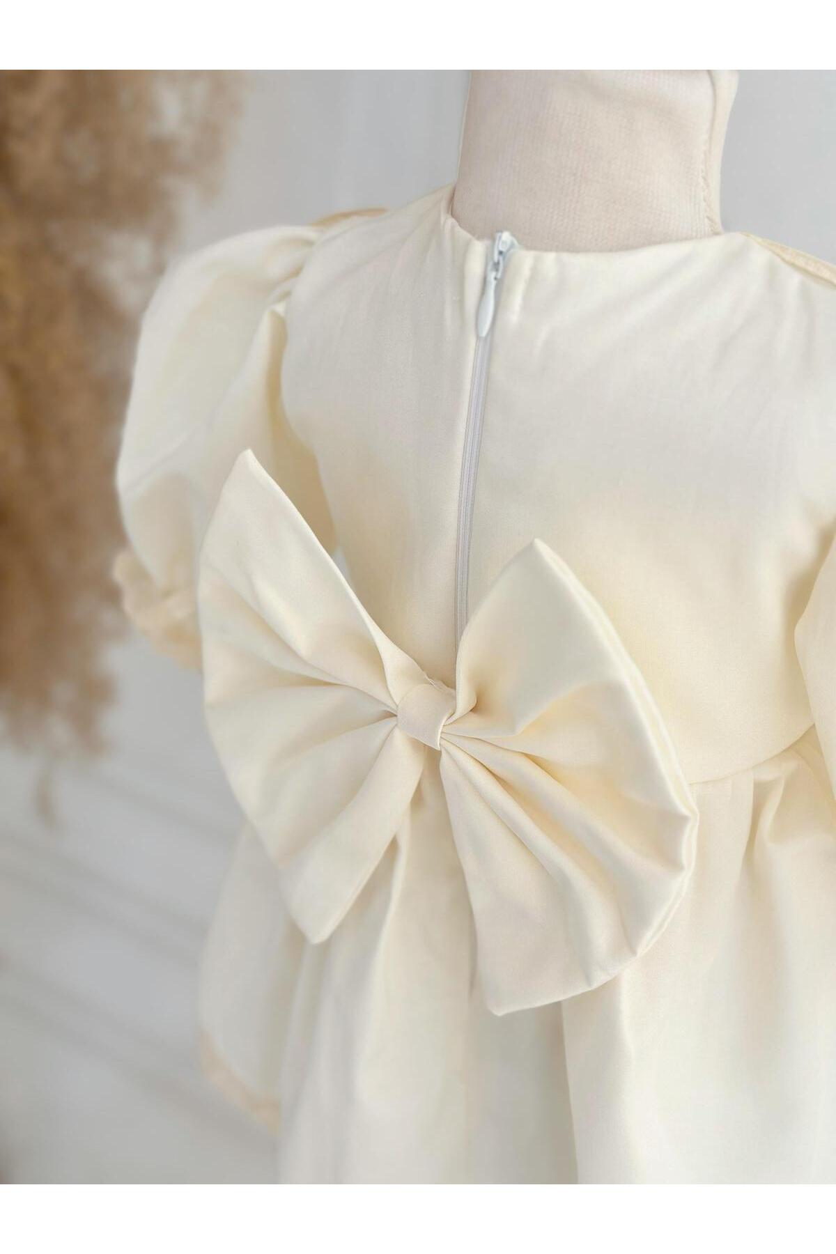 Hobidik Bebek Krem Önlüklü Fisto Dantel Elbise Set fotoğrafı 3 (önizleme)