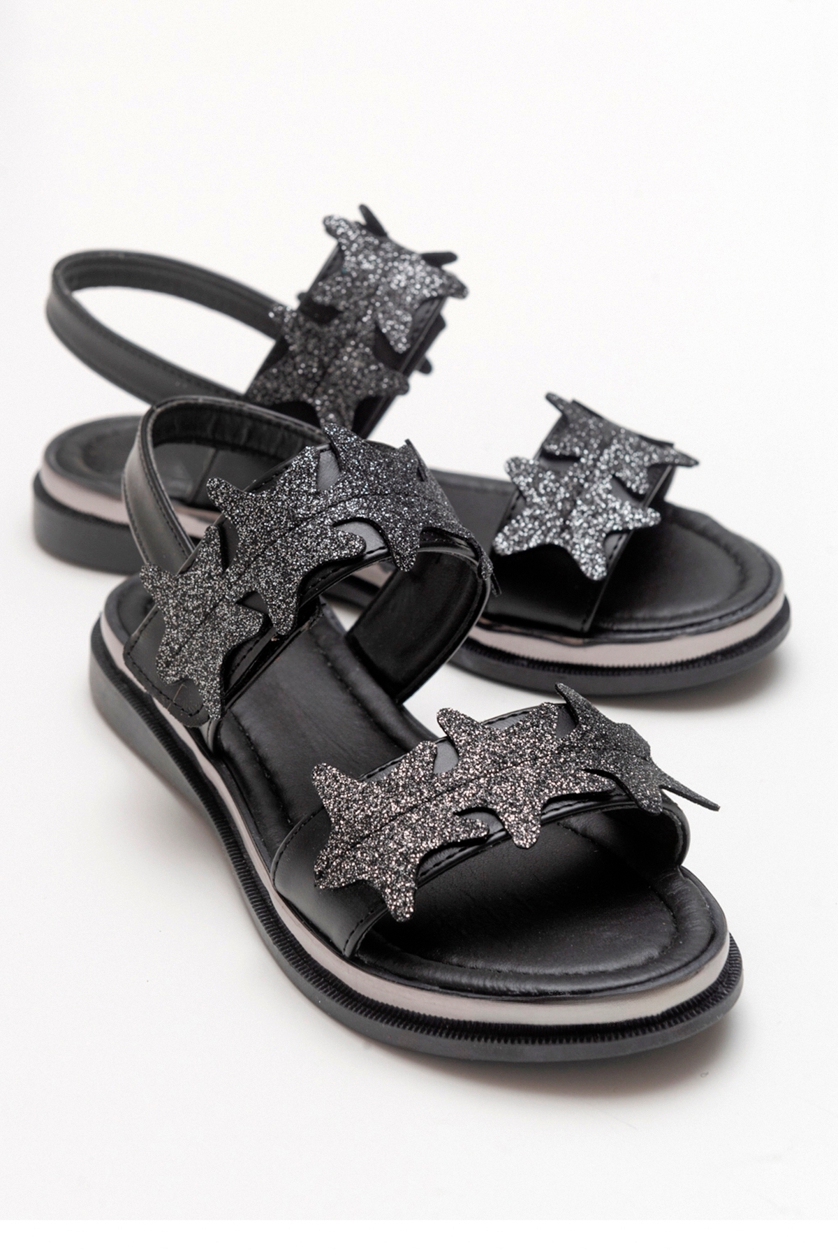 Girls' Black Anatomical Lightweight Casual Sandals