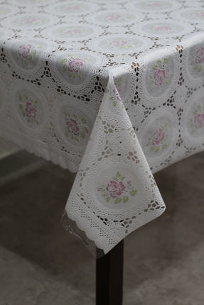 Soft Kare Premium Dantel Görünümlü PVC Masa Örtüsü – Silinebilir, Su Geçirmez...