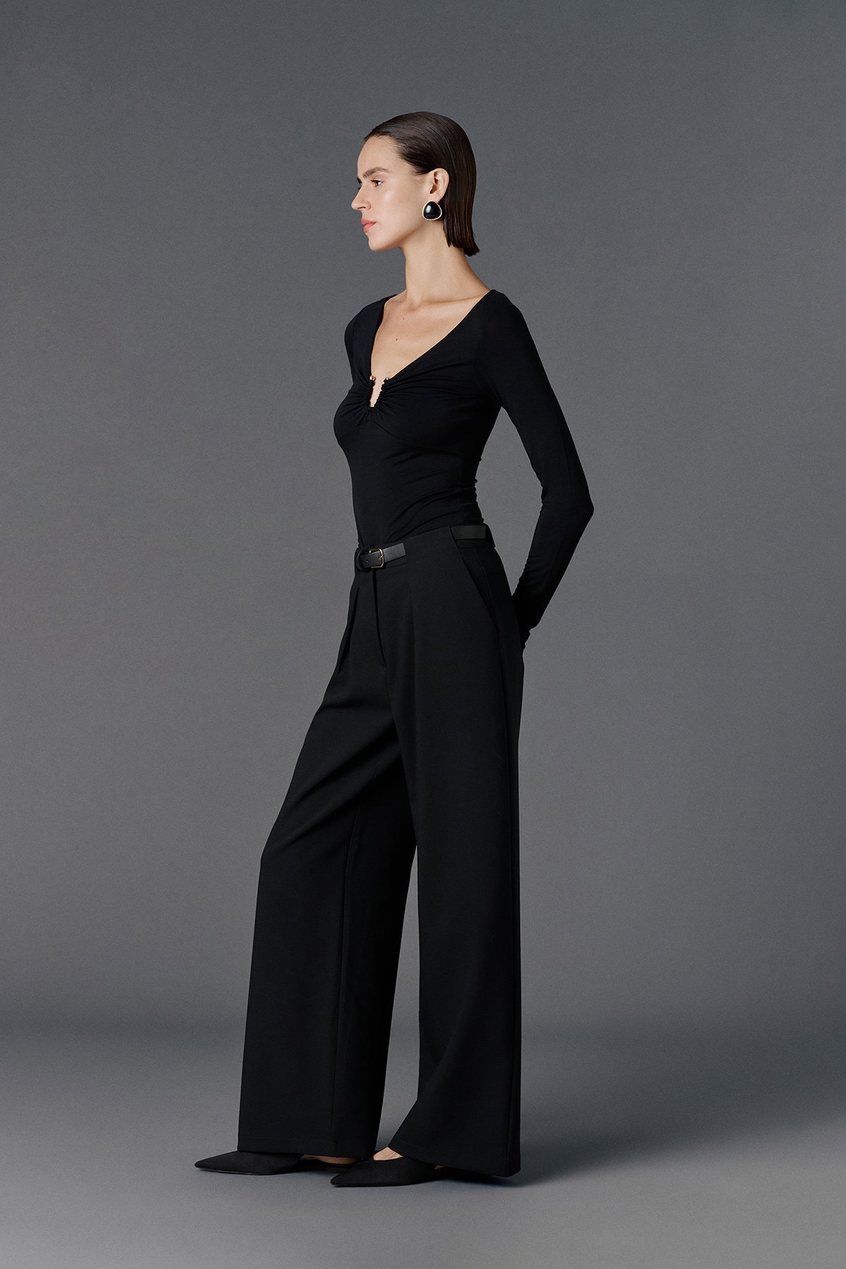 VATKALI  Kemerli wide leg pantolon - Görsel 4