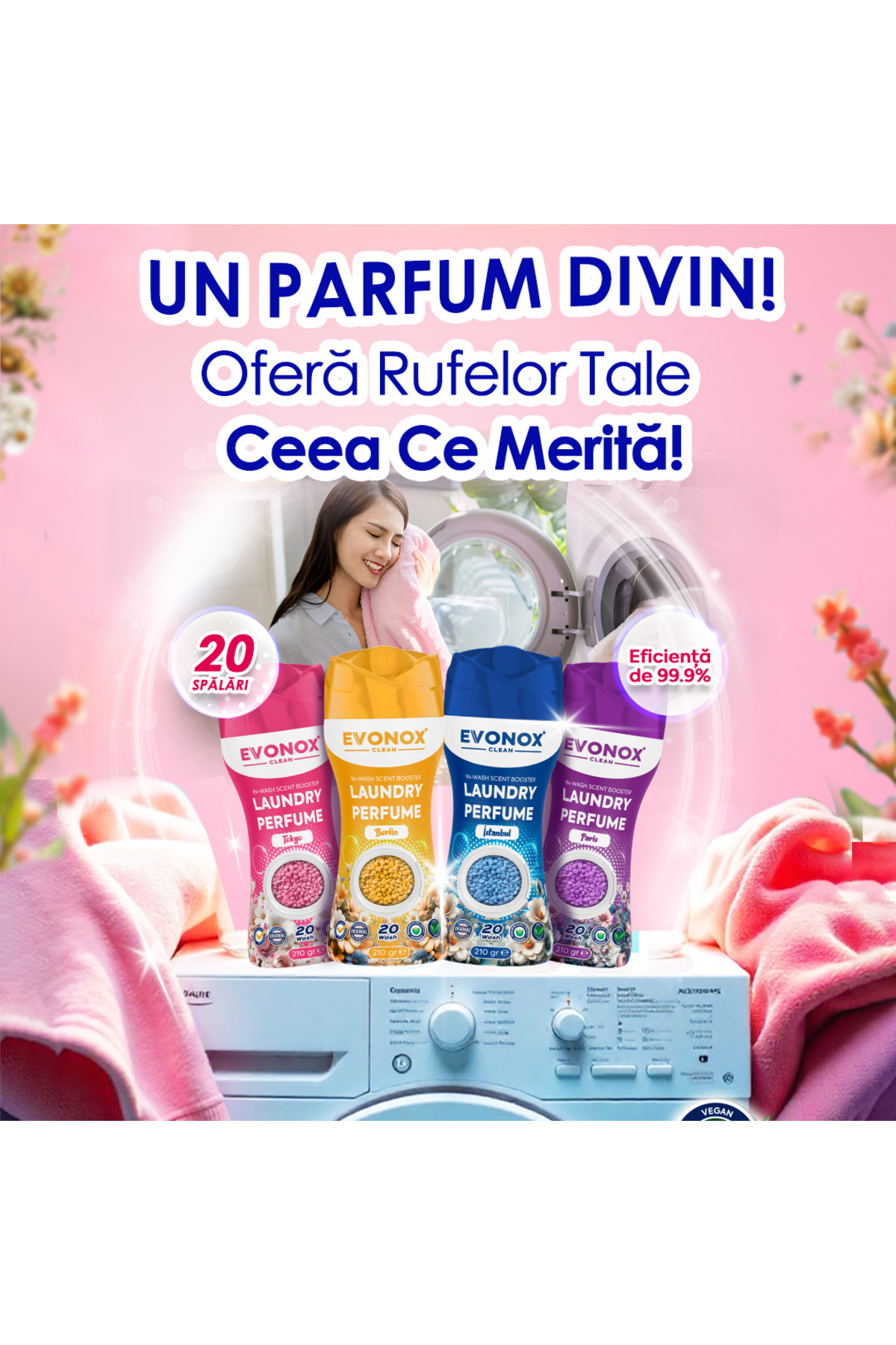Evonox Parfum Rufe Paris Perle Parfumate 210g – Iasomie & Floare de Cireș, Intens și de Lungă Durată