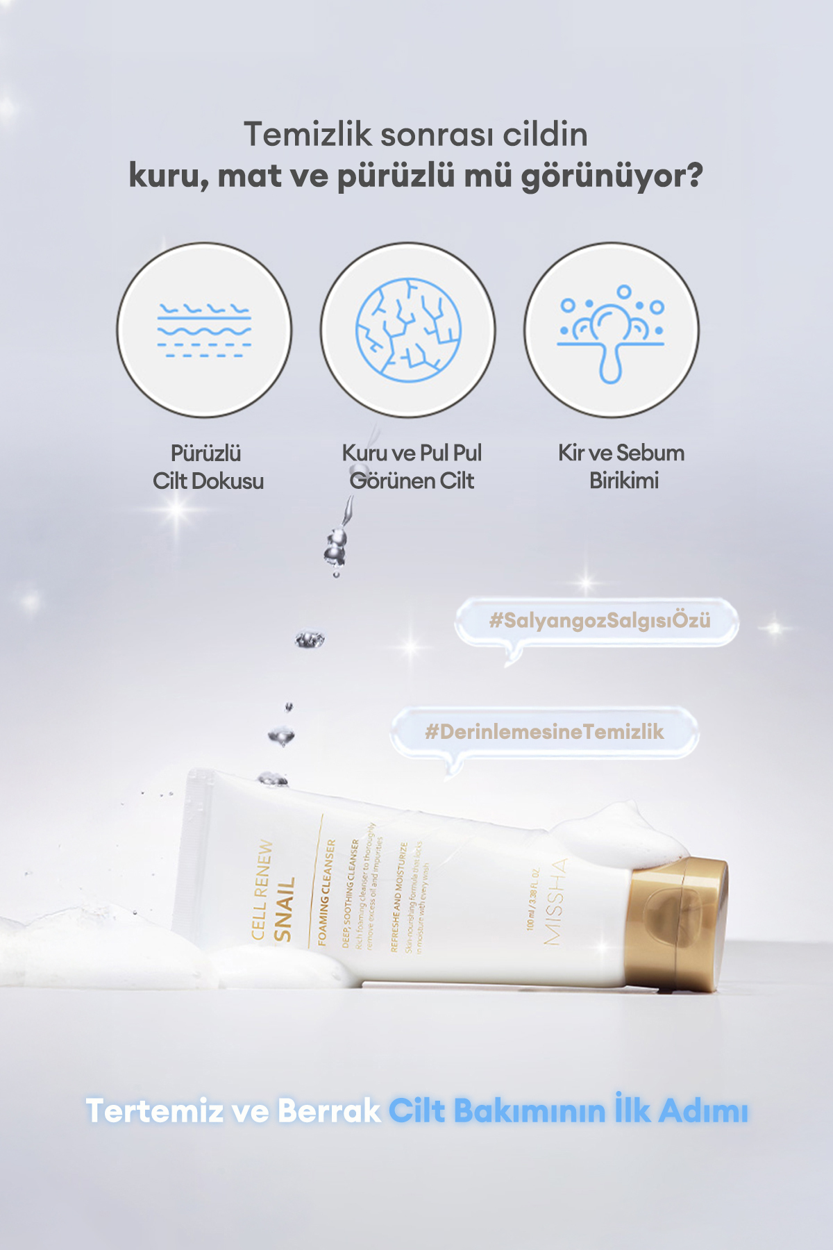 Salyangoz Özlü Temizleme Köpüğü Super Aqua Cell Renew Snail Cleansing Foam 100ml — 111527 — تصویر 3 از 8
