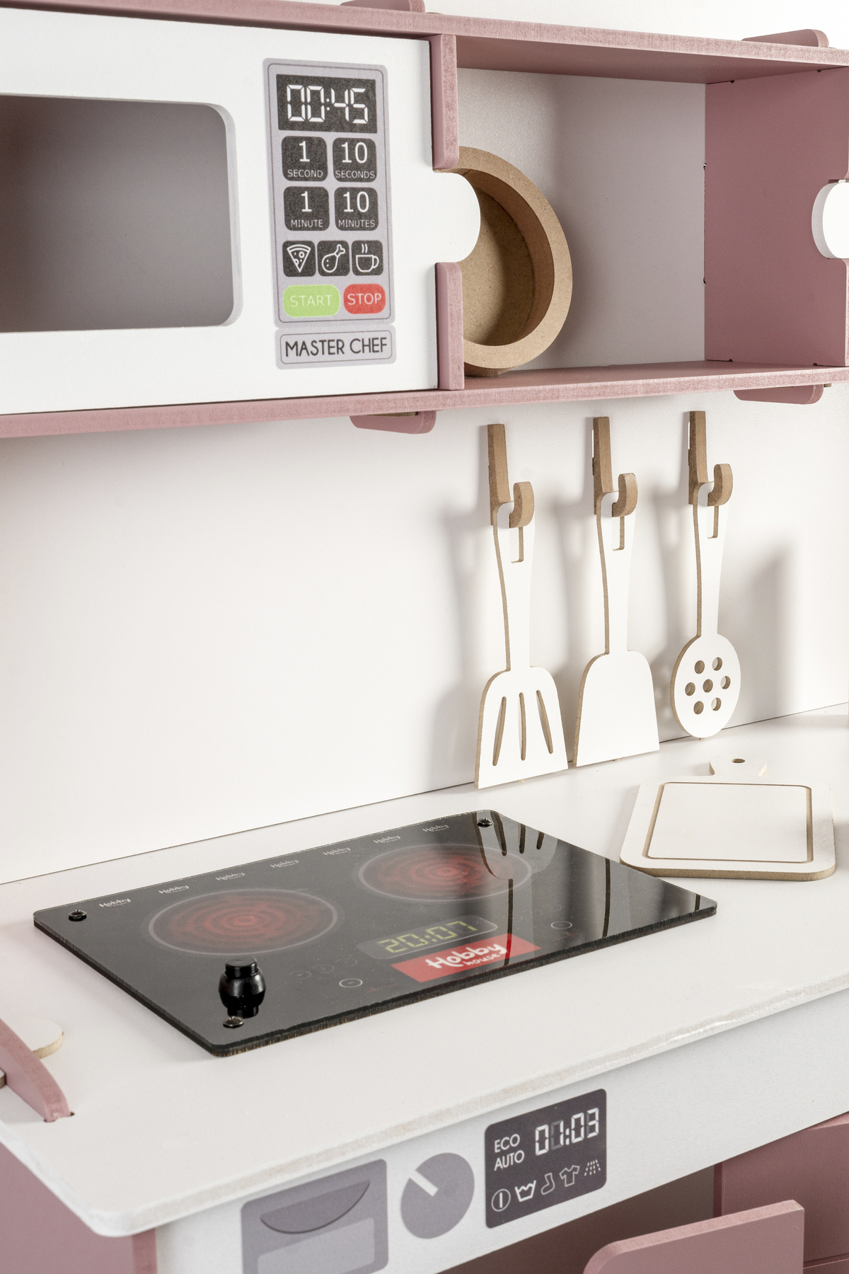 HOBBY HOUSE Ahşap Oyuncak Boyalı Çocuk Mutfak Servis Seti Led Ocaklı Işıklı fotoğrafı 3 (önizleme)