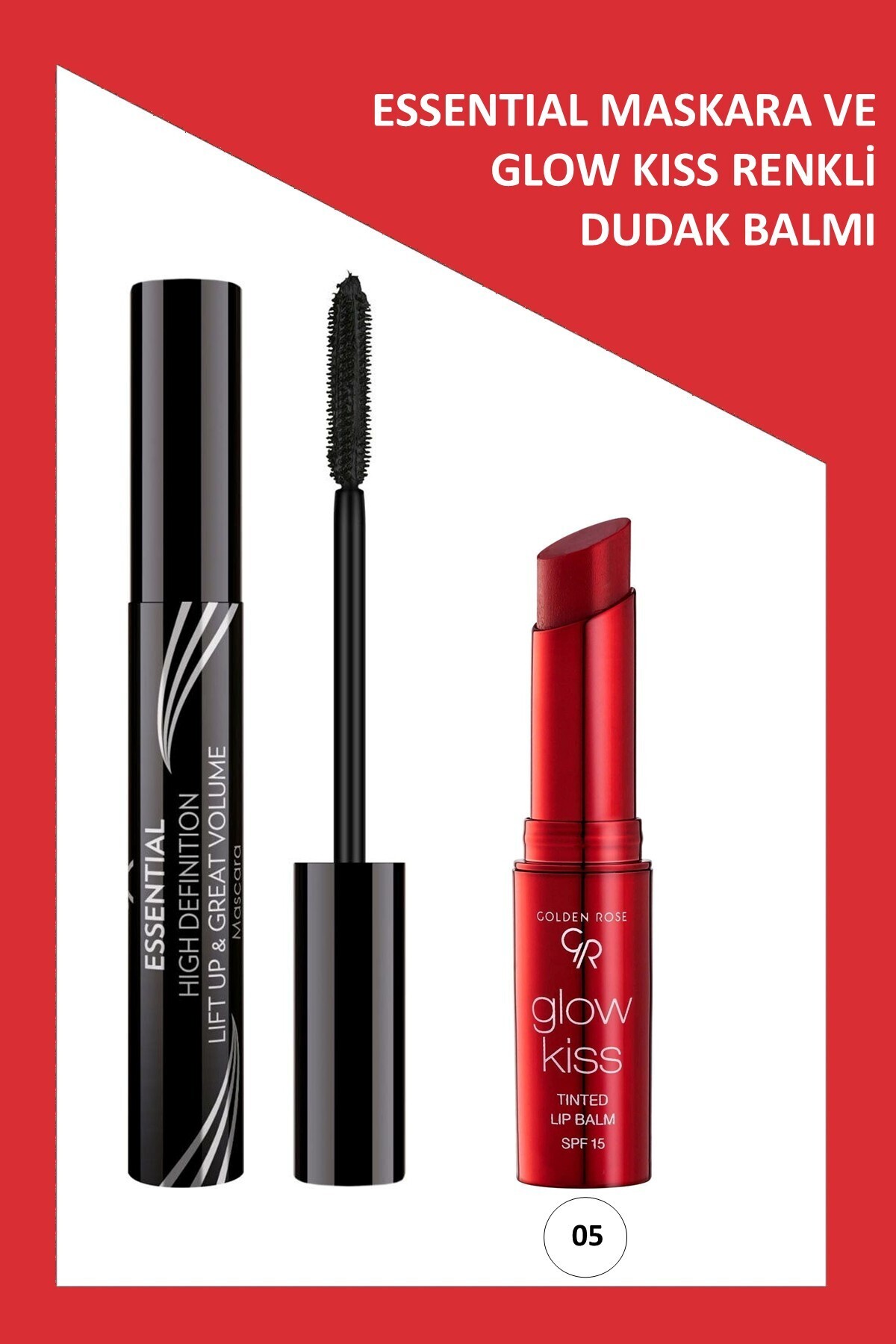 Golden Rose Essential Hacim Veren Maskara & Glow Kiss Renkli Dudak Nemlendirici No:05 Makyaj Seti - Fiyatı, Yorumları