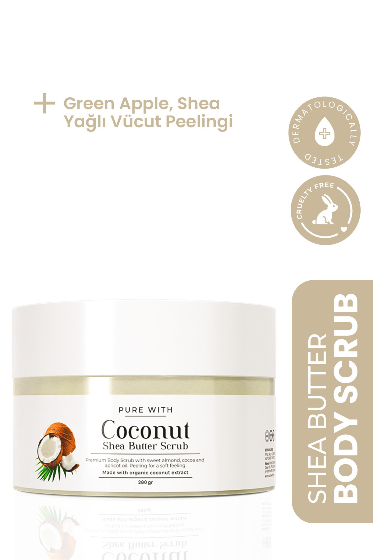 Pure With Hindistan Cevizi Shea Butter Scrub Besleyici Arındırıcı Yenileyici Vücut Peelingi 280 Gr
