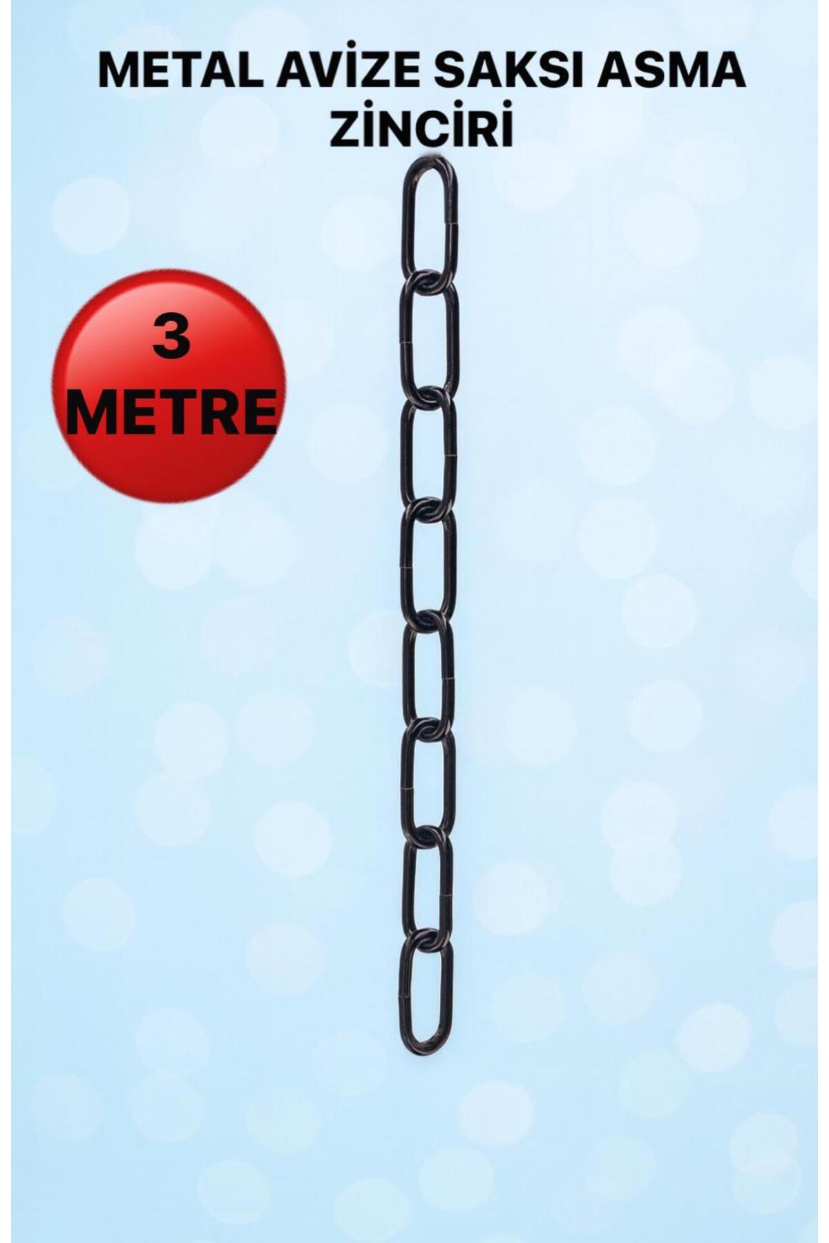 VENON 3 Metre Siyah Avize Zinciri Asma Zinciri Çok Amaçlı Zincir