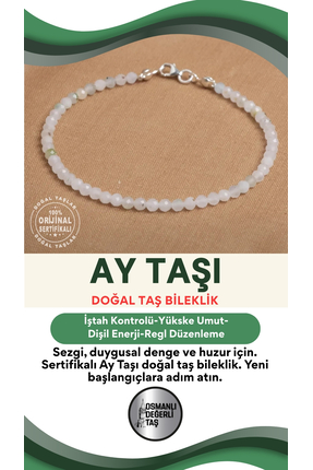 OSMANLI DEĞERLİ TAŞ Sertifikalı Ay Taşı Doğal Taş Bileklik