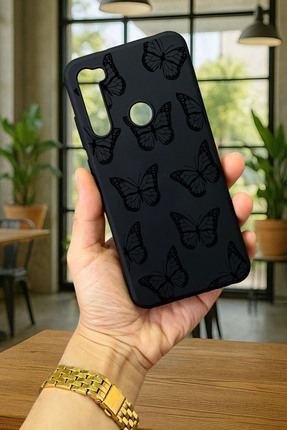 Vip Case Xiaomi Redmi Note 8 SİYAH KELEBEK DESENLİ Silikon Darbe Emici Klasik...