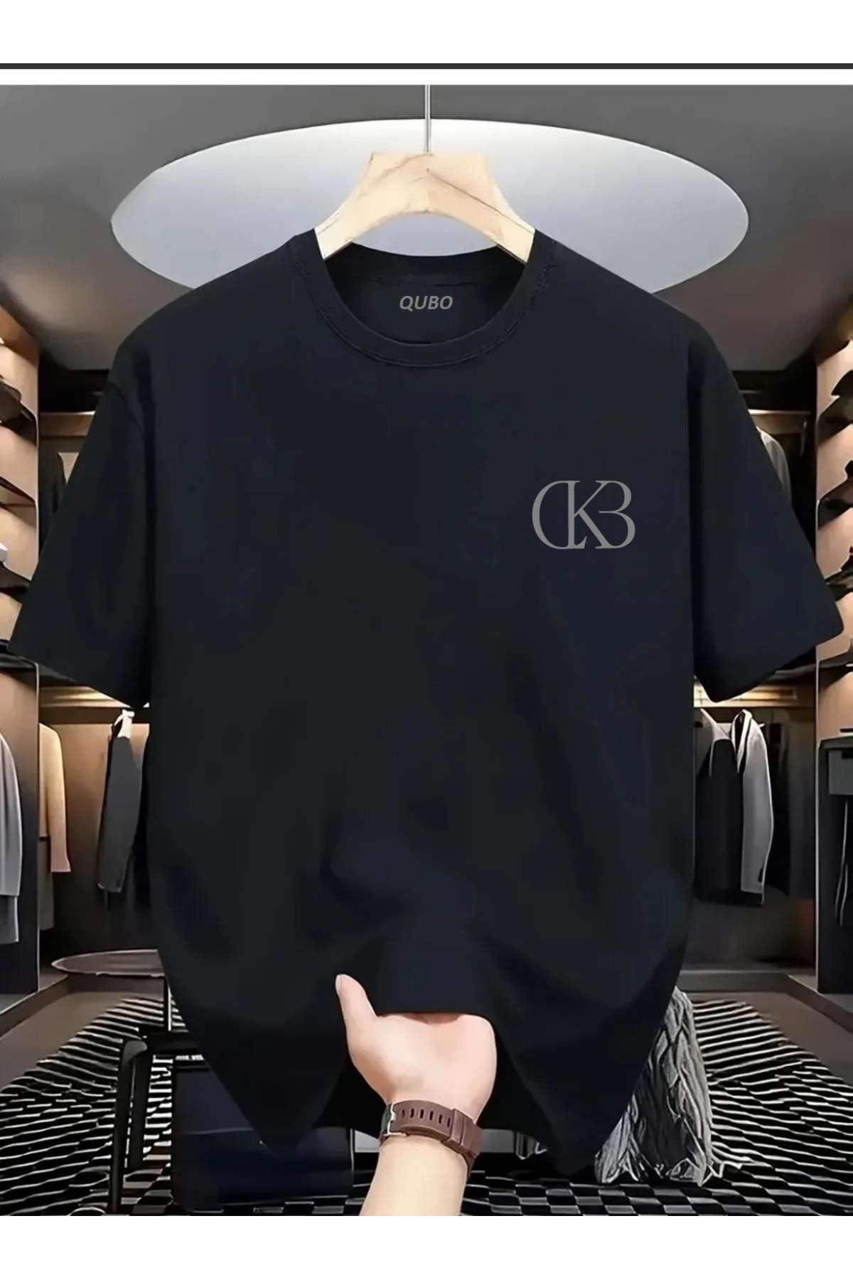 qubo sportswear & company qubo Unisex Oversize εμπριμέ βαμβακερό λαιμόκοψη κοντομάνικο μαύρο μπλουζάκι