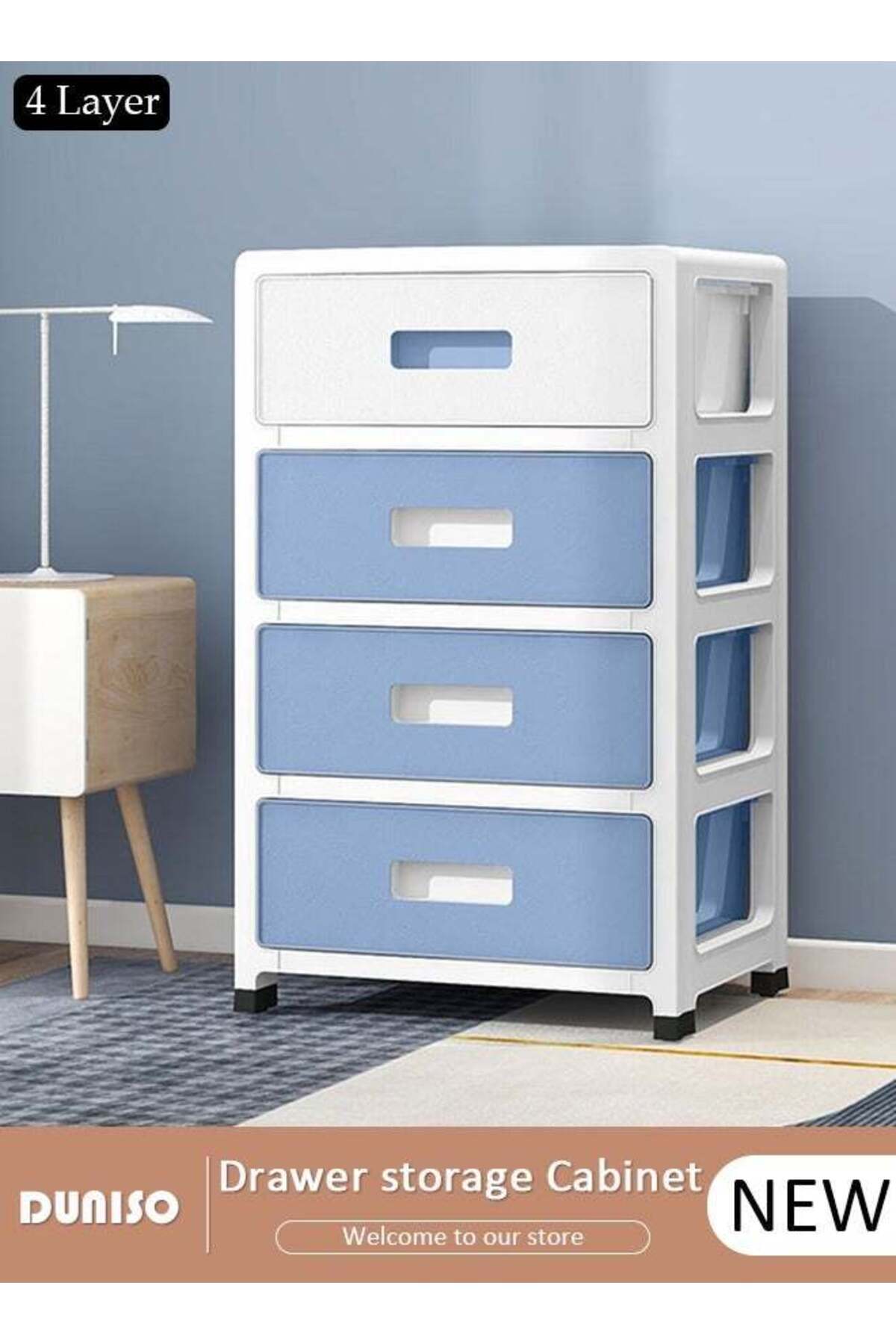 fun zone-DUNISO 4 Layer Drawer Storage Cabinet with Wheels, Toys Storage Box, Office Desk Storage Box, Drawer 1