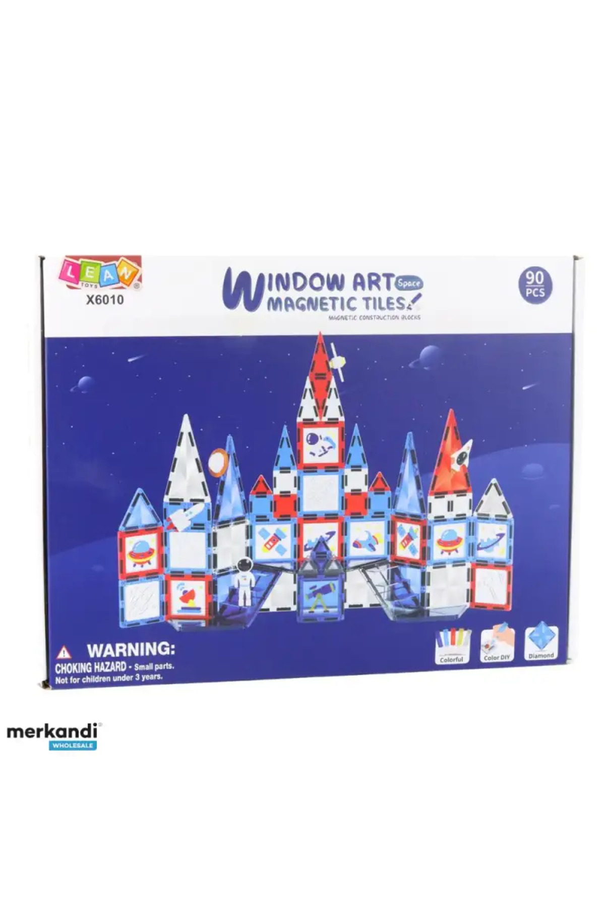بلوکهای مغناطیسی هنری پنجرهٔ Xinbida، مجموعهٔ ۹۰ تکه X6010 – کاشیهای مغناطیسی رنگی STEM برای سنین ۳ سال به بالا