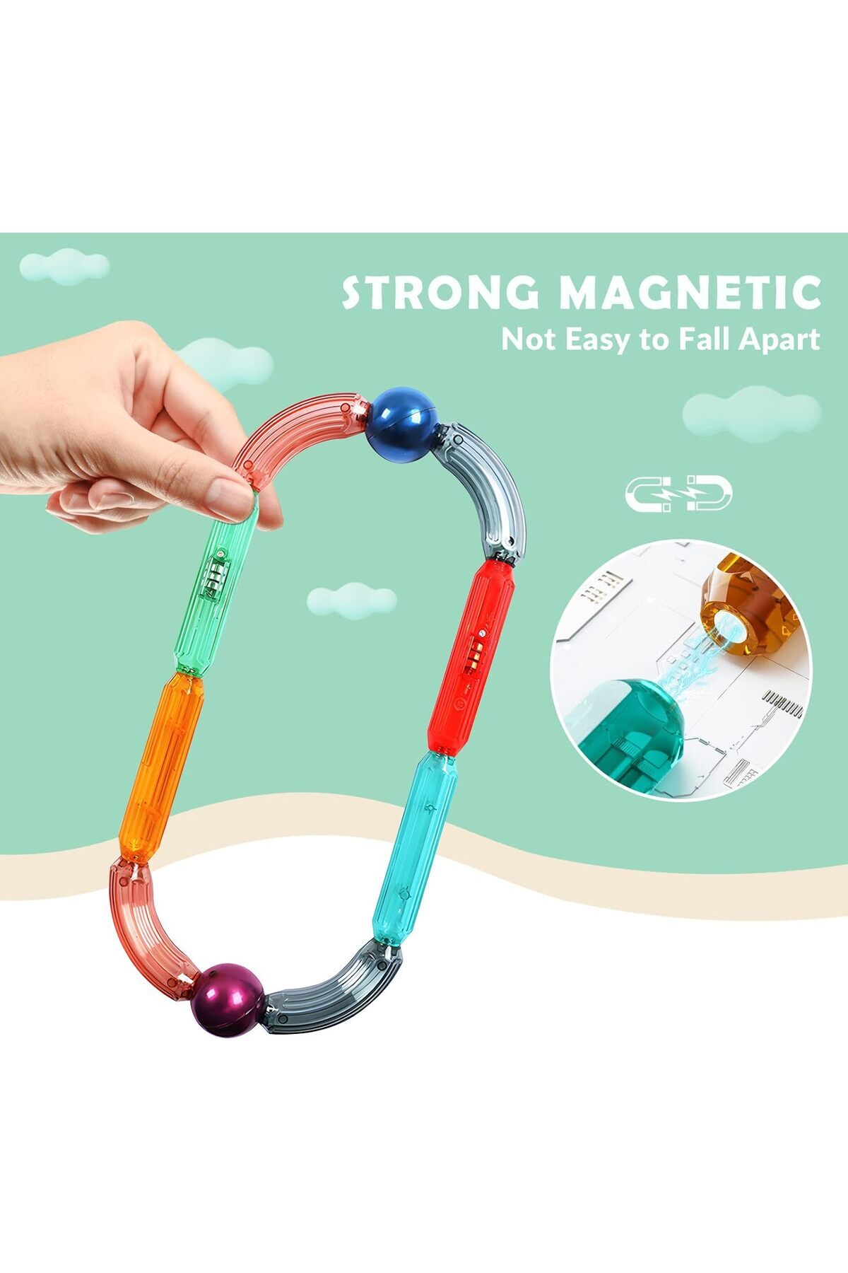 مجموعه ساختوساز مغناطیسی Xinbida 673 – کیت میلهها و گویهای مغناطیسی LED شامل ۴۲ قطعه، مناسب برای سنین ۳ سال به بالا