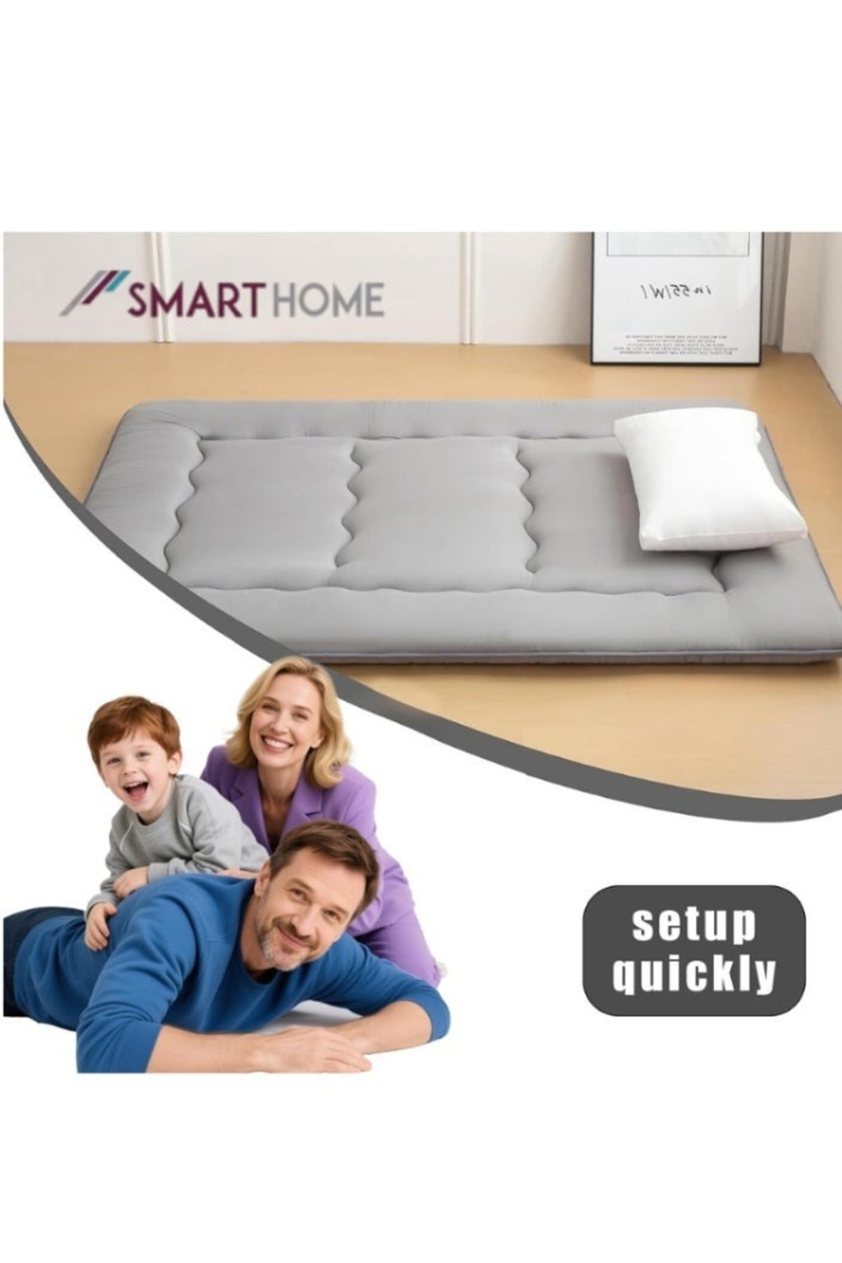 smart home-100% Soft Polyester 3-Layer Foldable Floor Mattress - 190x90 cm | Comfortable and lightweight 5