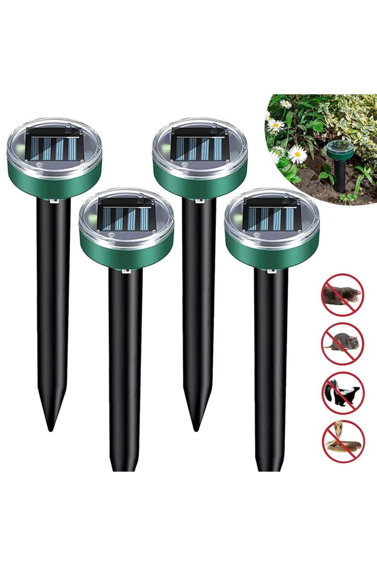 Uscvis 4 Adet Solar Güneş Enerjili Akrep,Köstebek,Yılan Fare Kovucu 750-1000 M2 Etkili Yuvarlak