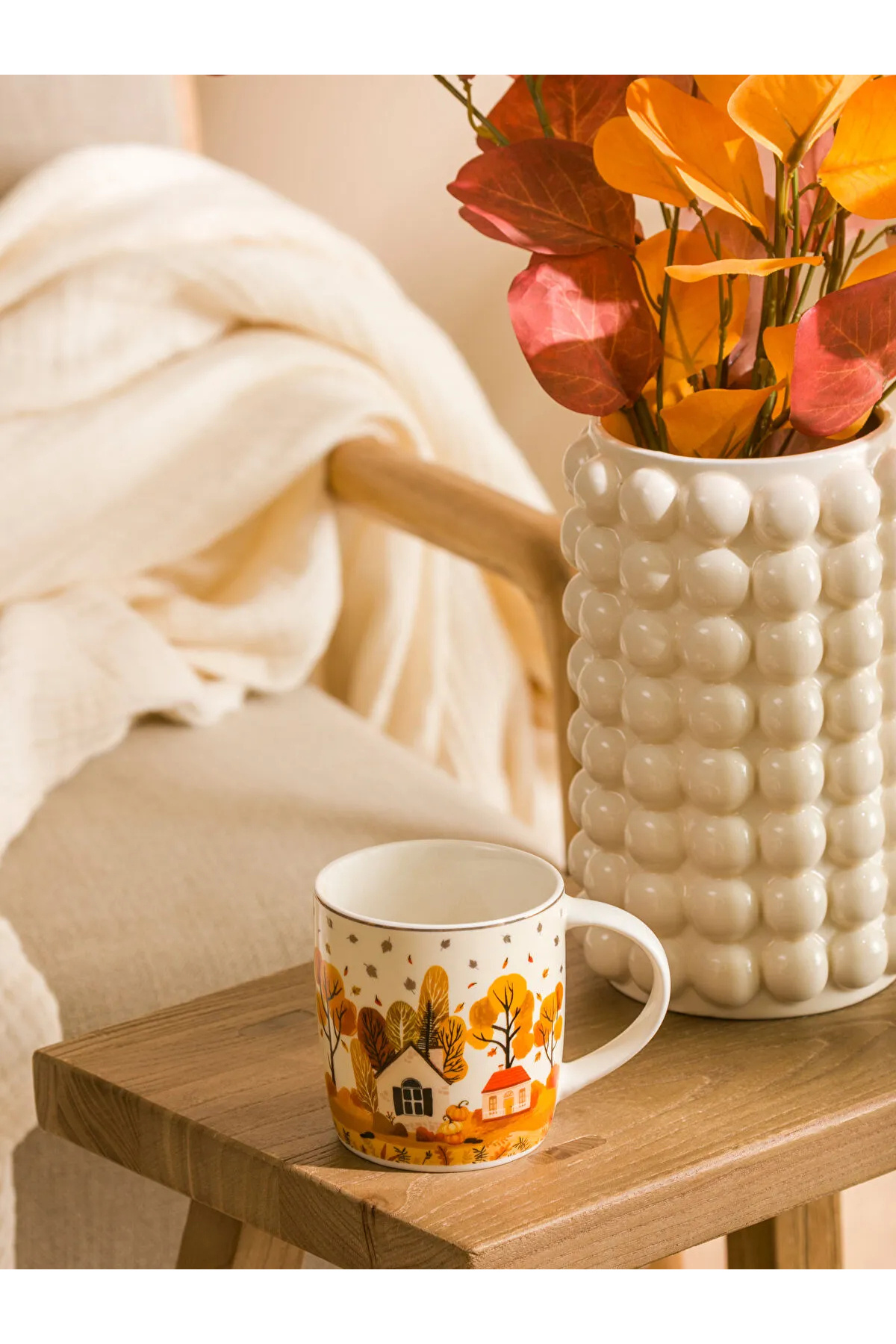 LC Waikiki-Lcw Home Brown Printed Porcelain Mug 360 ml as 4