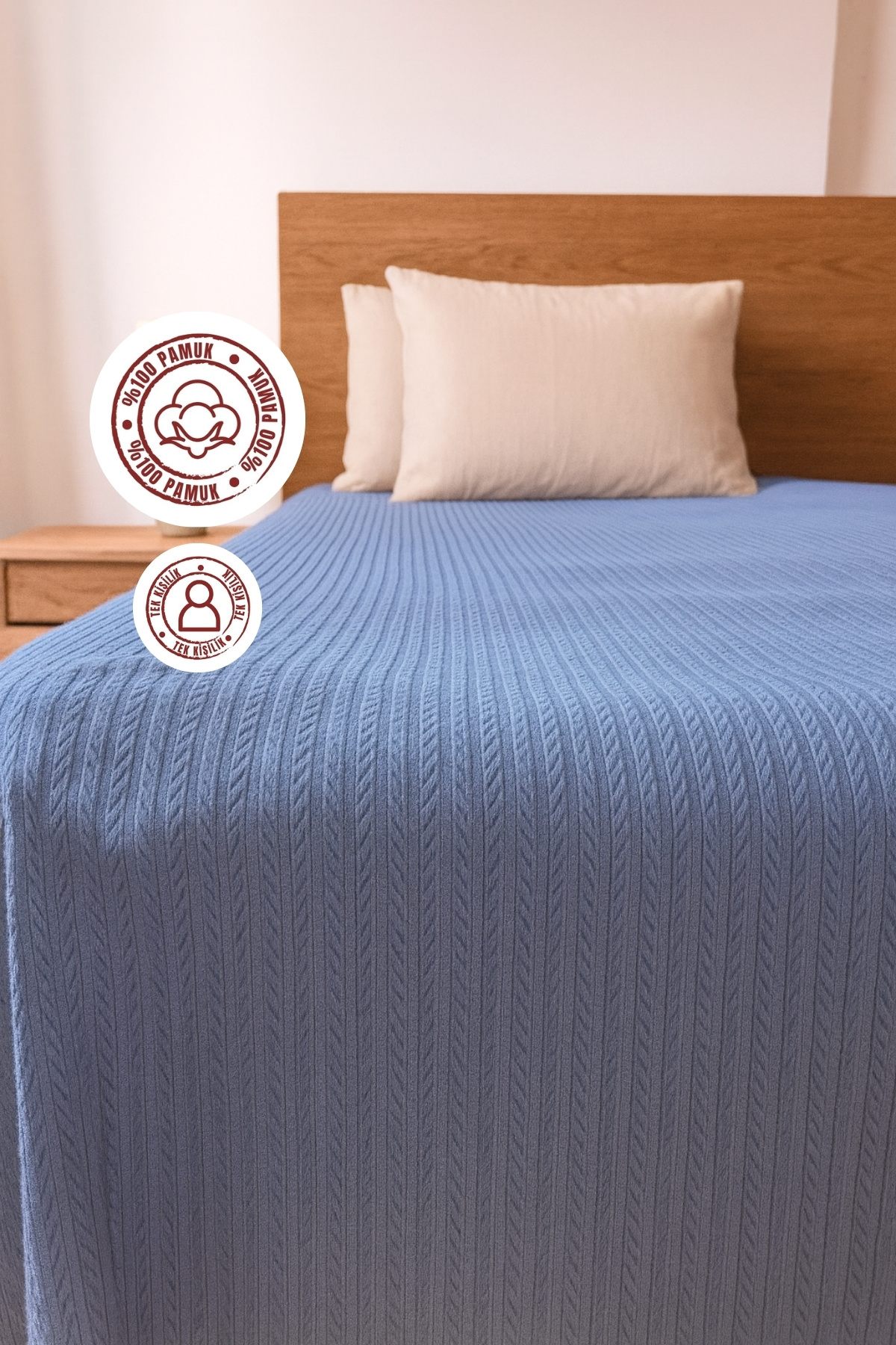 sutra %100 Pamuk Tek Kişilik Örgü Pike