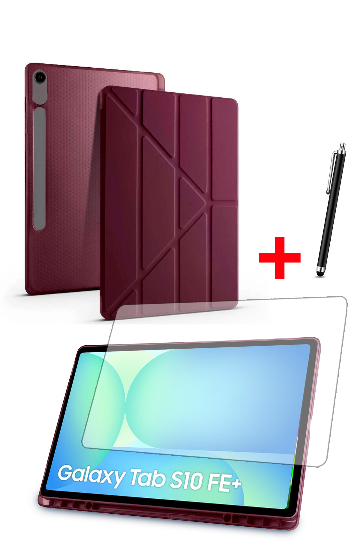 Nezih Case-Samsung Tab S10Fe Plus 13.1” Compatible Tri-Folding Stand Case with Pen Compartment and Screen Protector Pen Set 1
