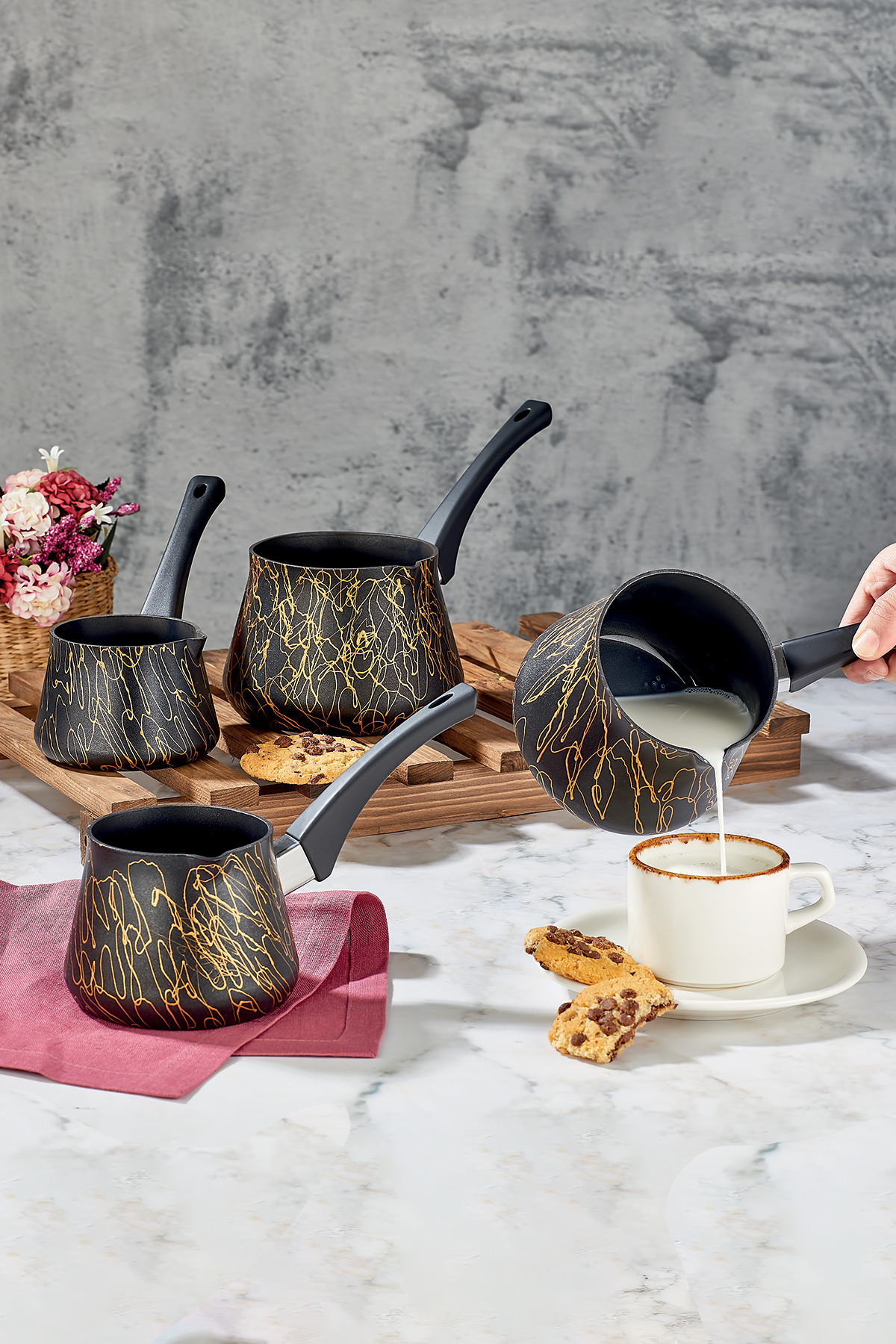 PoloChef Elegance Cevze Ve Sütlük Seti Granit 4 Parça