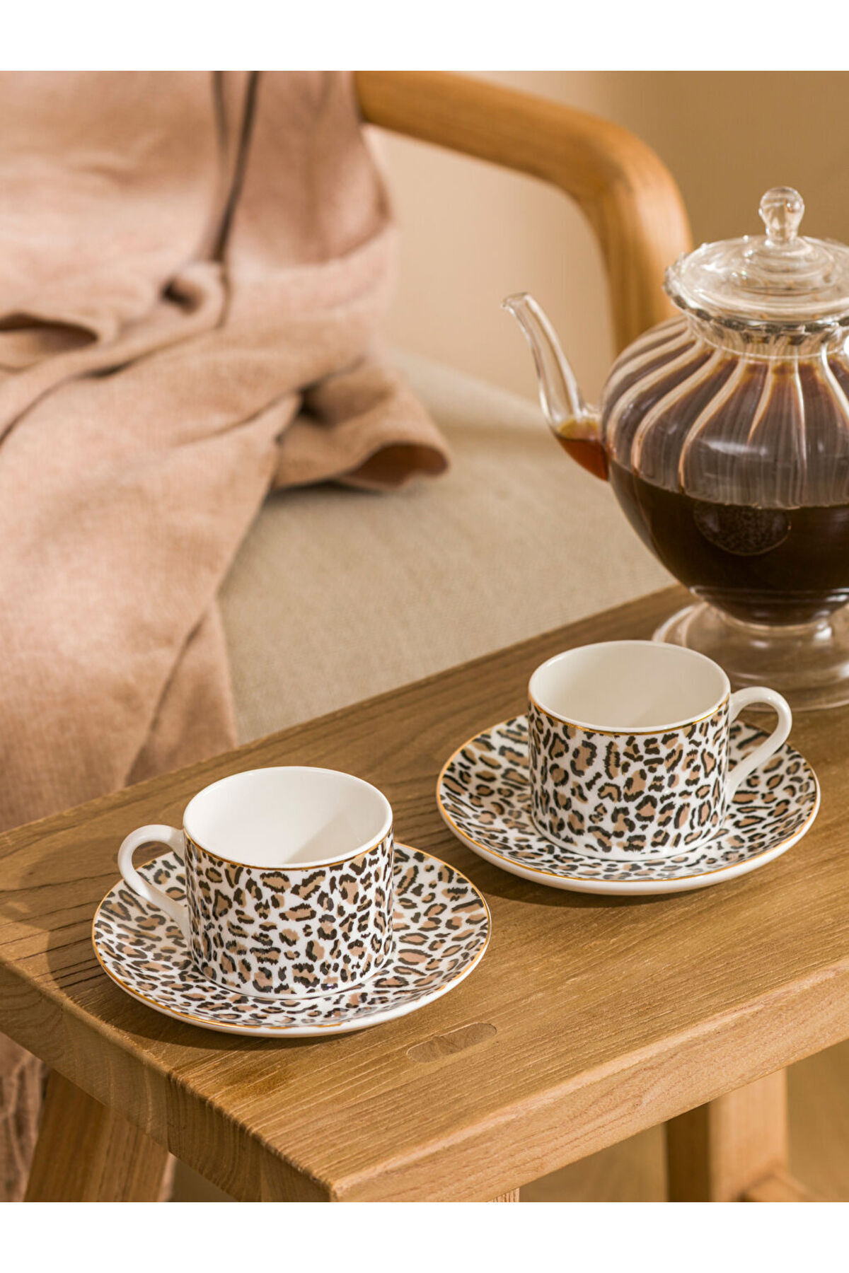 LC Waikiki-Sparkling Selections from Shining Store |   Leopard Patterned Porcelain Coffee Cup Set for 2 People 124 ml 1