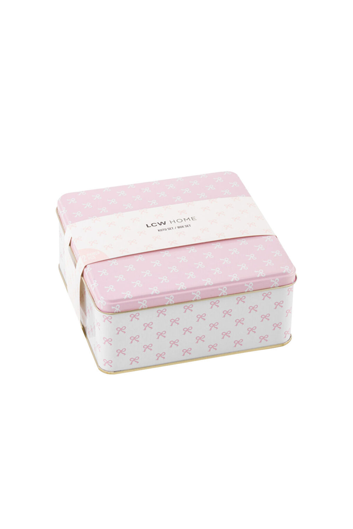LC Waikiki-Sparkling Selections from Shining Store |   Bow Printed Metal Storage Container Set of 2 5