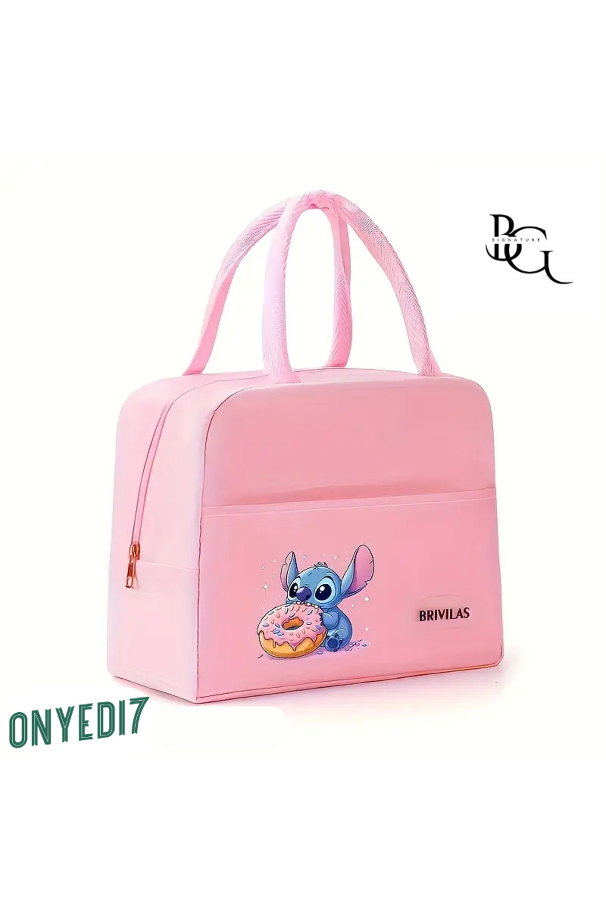 BGSignature Su Geçirmez Sıcak & Soğuk Koruma Sağlayan Termal Yemek & Beslenme Çantası - Pembe Donut Stitch