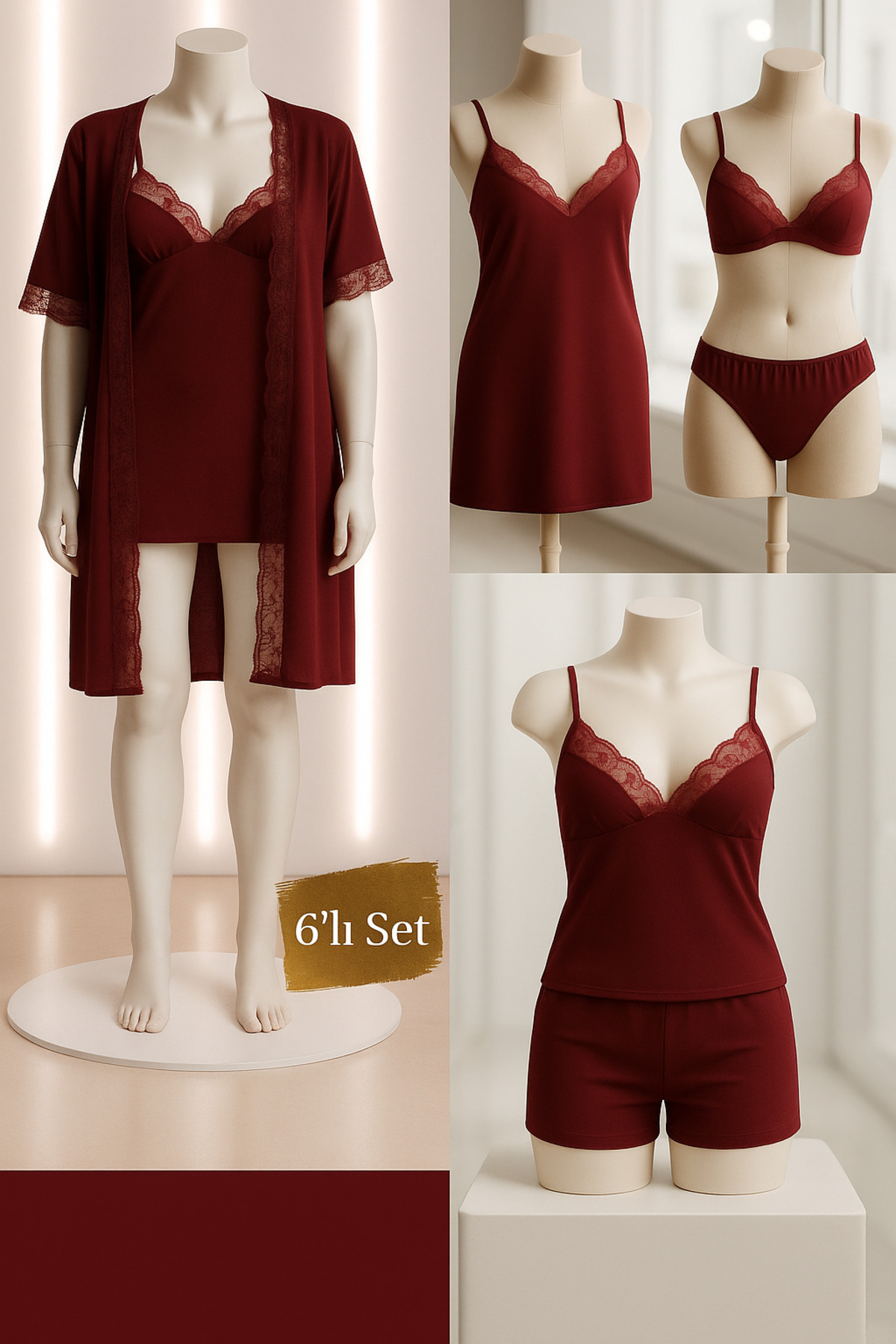 SATTENS 6lı PENYE ÇEYİZLİK GECELİK SABAHLIK SETİ