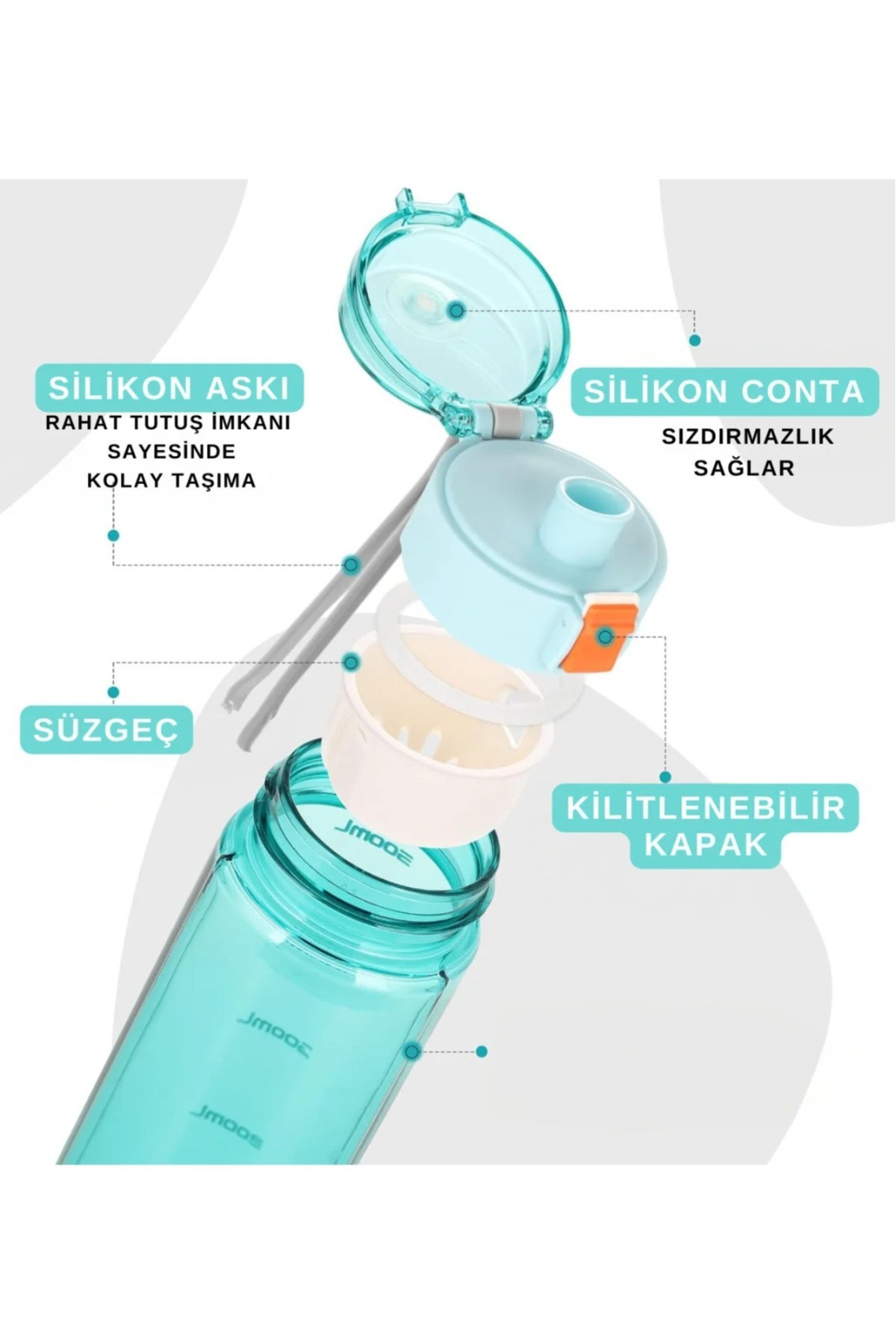 tüftürük-TKK 550ml Tritan Water Bottle with Strawless Comfortable Drinking Lockable Lid and Carrying Handle 5