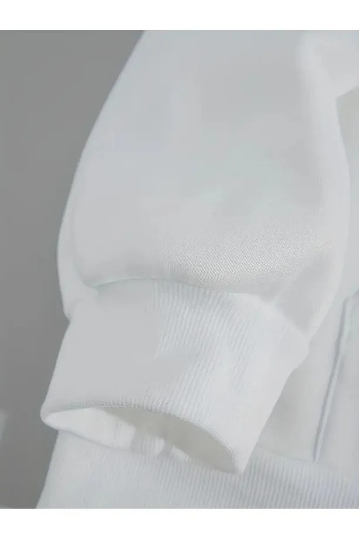 Elvino  Deniz Yıldızı ve Çiçek Baskılı Kadın Oversize Kapüşonlu 3iplik Beyaz Sweatshirt - Görsel 5