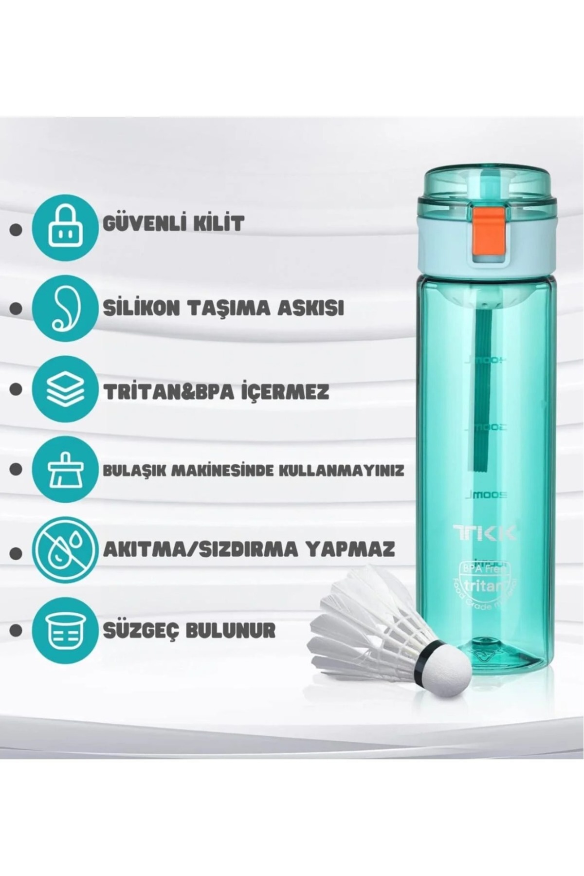 tüftürük-TKK 550ml Tritan Water Bottle with Strawless Comfortable Drinking Lockable Lid and Carrying Handle 4