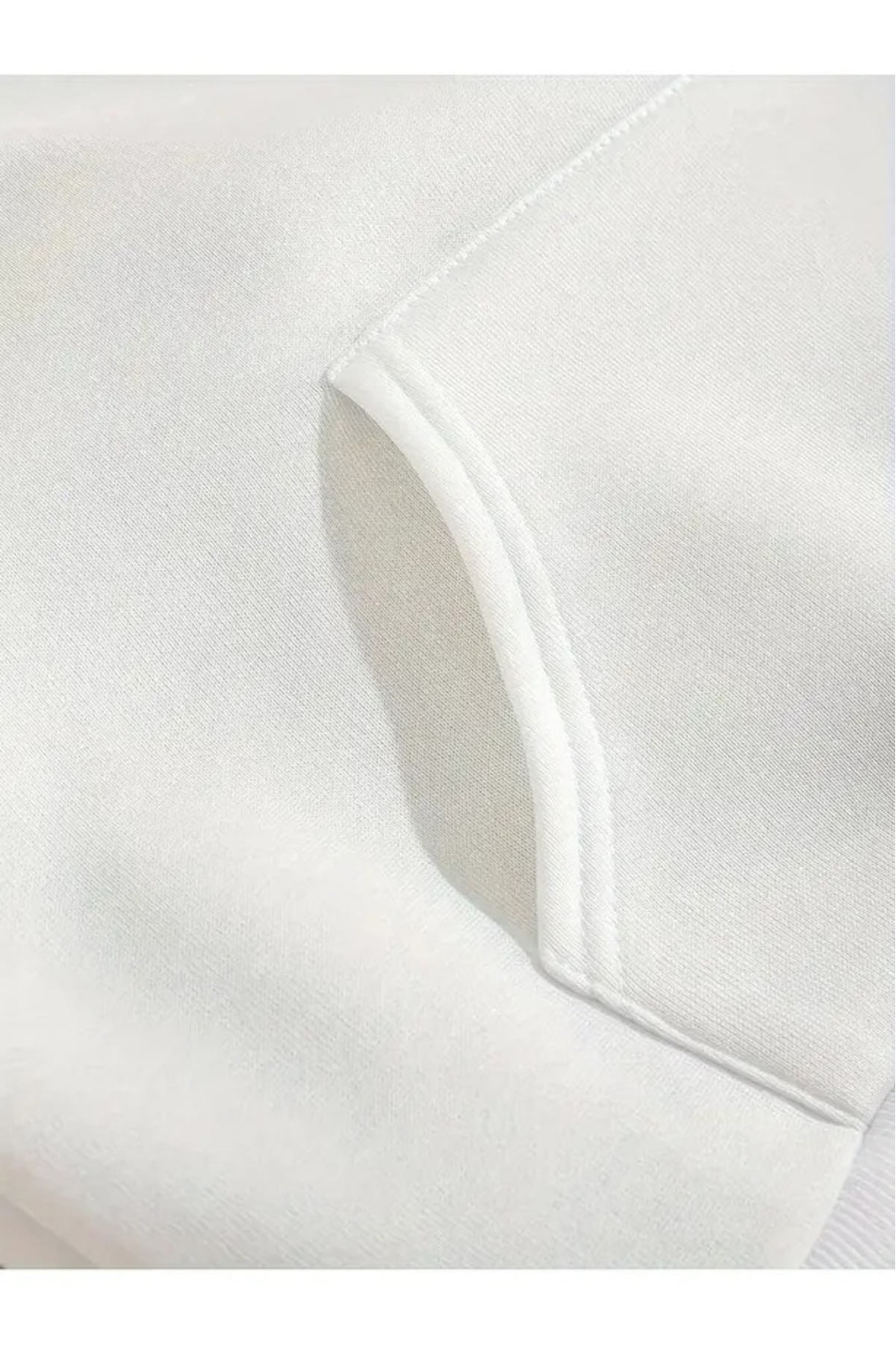 Elvino  Deniz Yıldızı ve Çiçek Baskılı Kadın Oversize Kapüşonlu 3iplik Beyaz Sweatshirt - Görsel 4