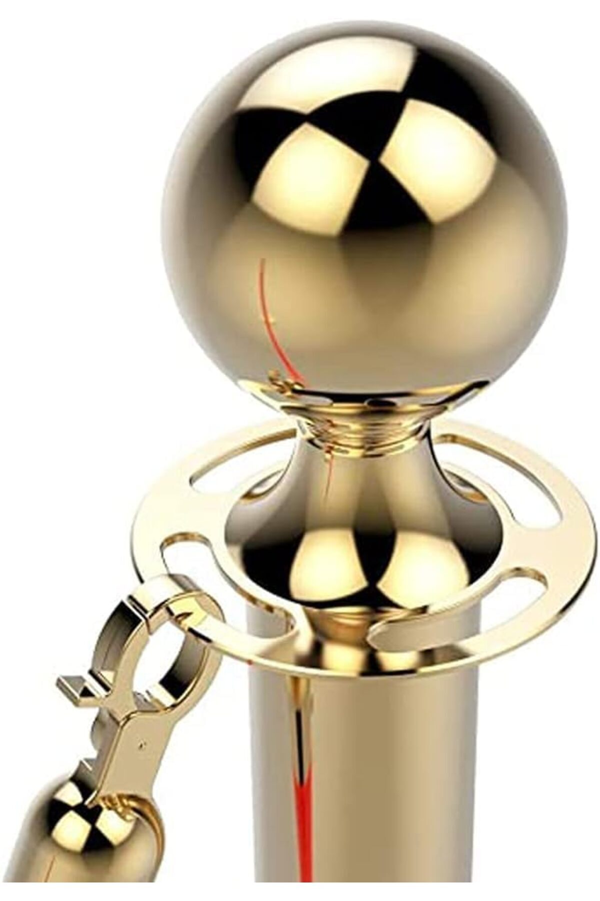 Generic-Crowd Control Stanchions with Red Velvet Rope, Gold-Plated Posts, Round Base, Set of 2 5