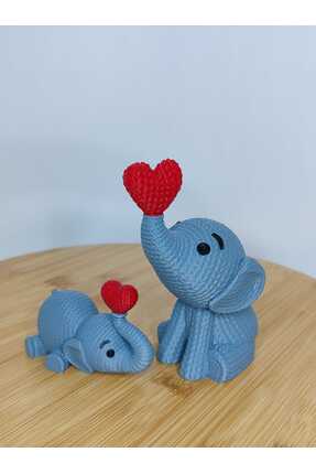 MODA Anne ve Yavru Fil Figür Seti – 3D Baskı Dekoratif Süs Obje (2’li)