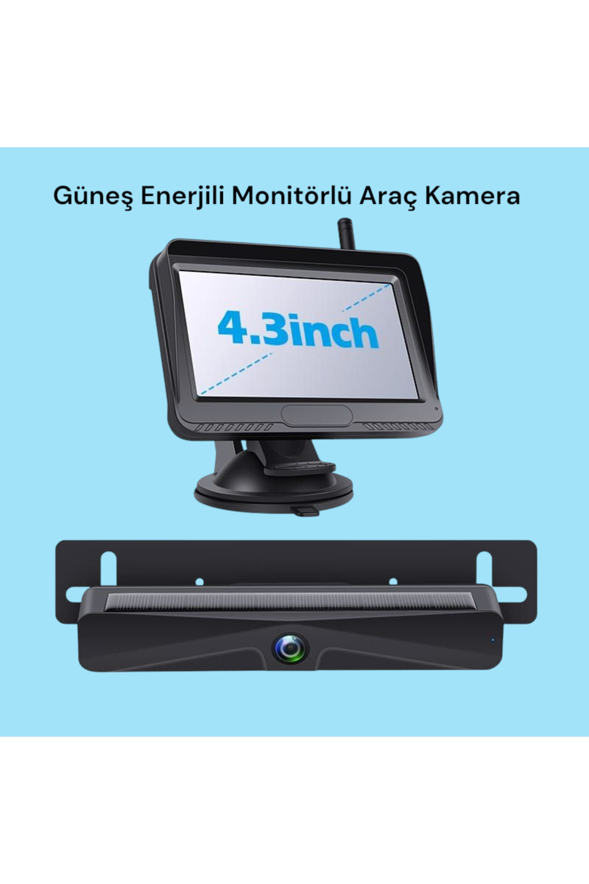 Dembastore Güneş Enerjili Kablosuz Dijital Kamera+4.3 İnç Monitör